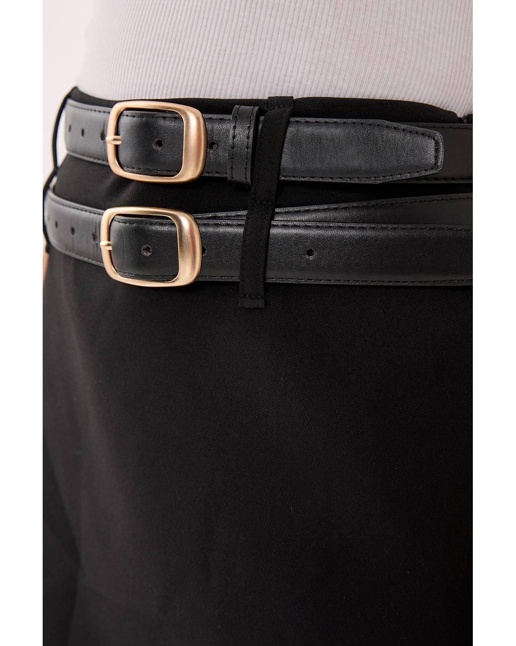 Nasty Gal Black Tailored Double Belted Mini Skirt