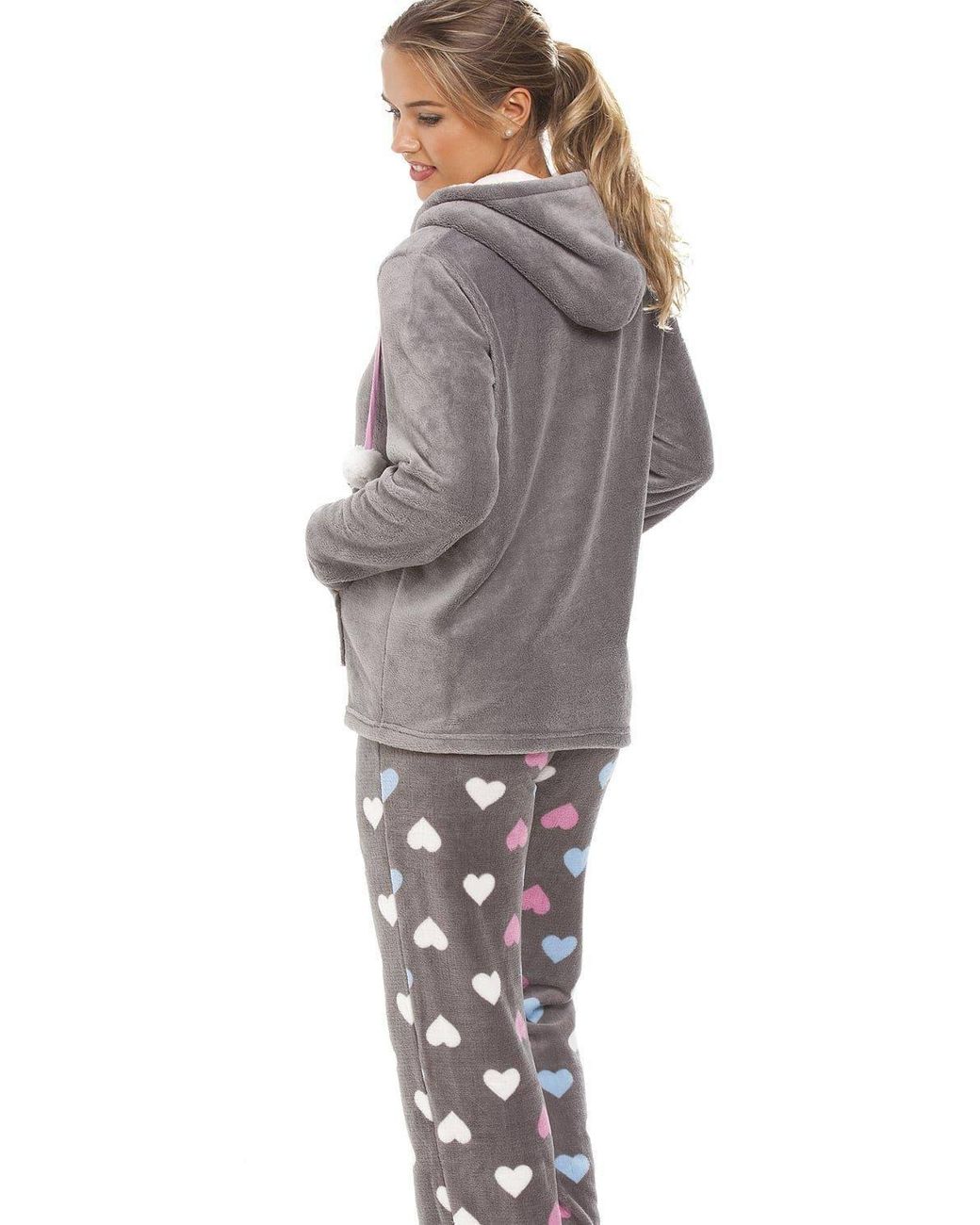 CAMILLE Blue Multicoloured Heart Print Supersoft Pyjama Set