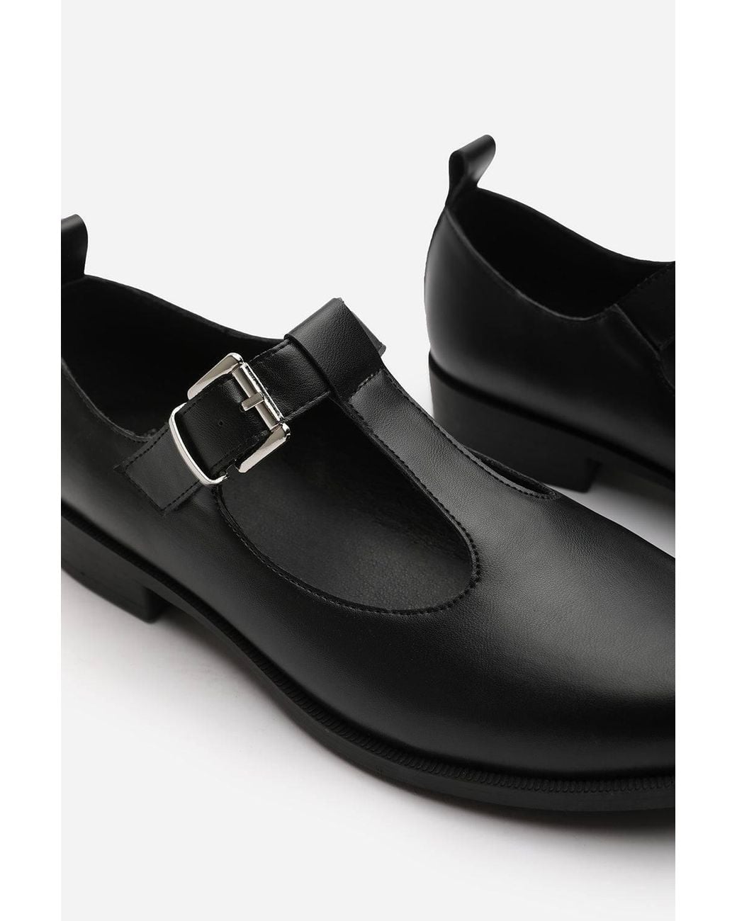 Where's That From Black 'Piper' Wide Fit Mary Jane Loafers W/ Buckle Strap
