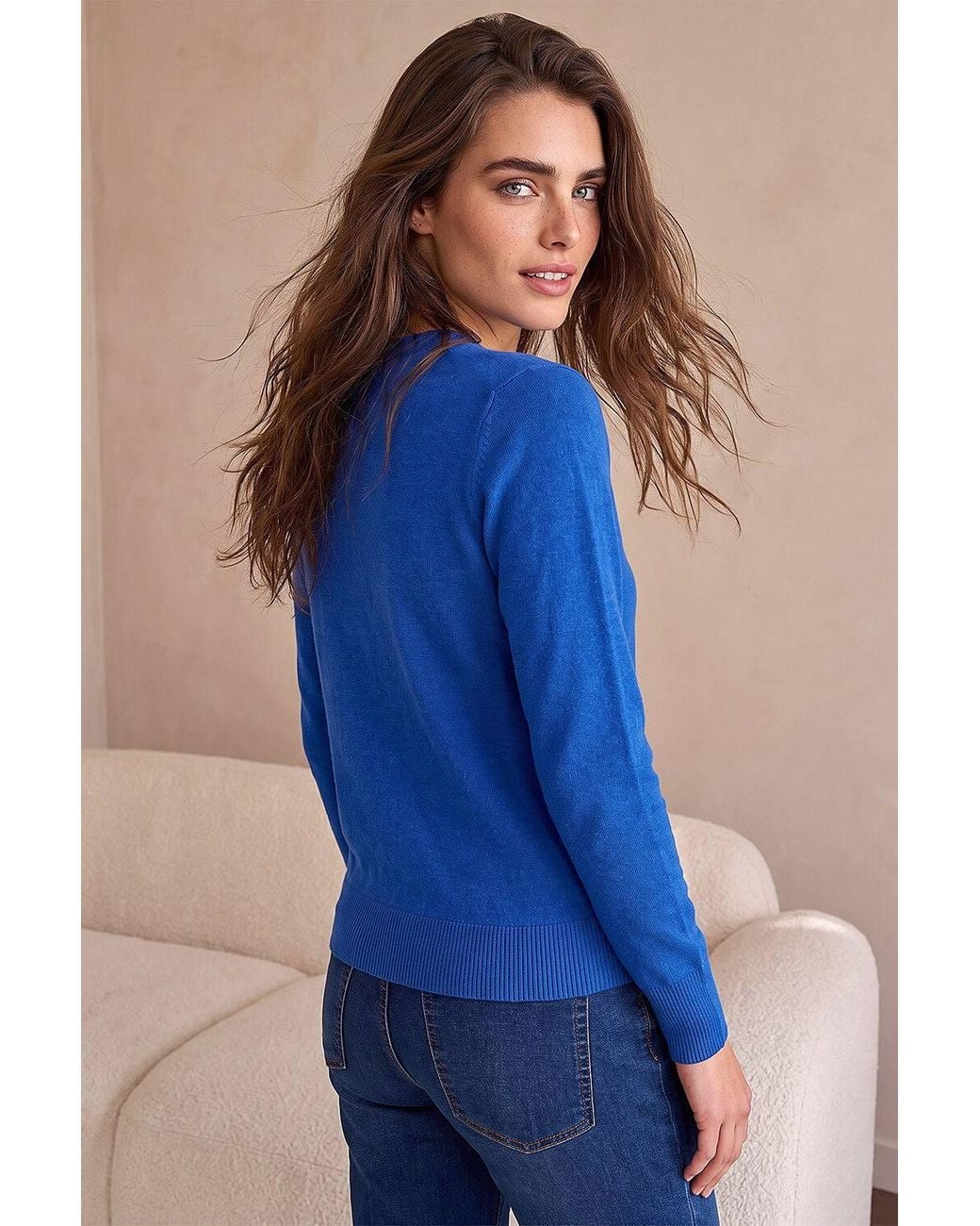 Roman Blue Petite Buttoned Cardigan