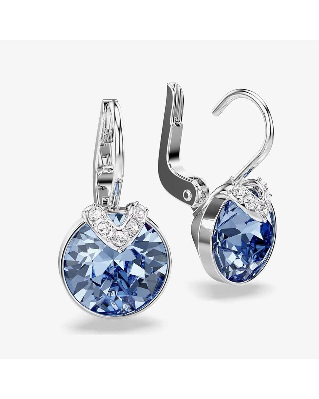 Swarovski Blue Bella Rhodium Plated Crystal V Drop Earrings 5734234