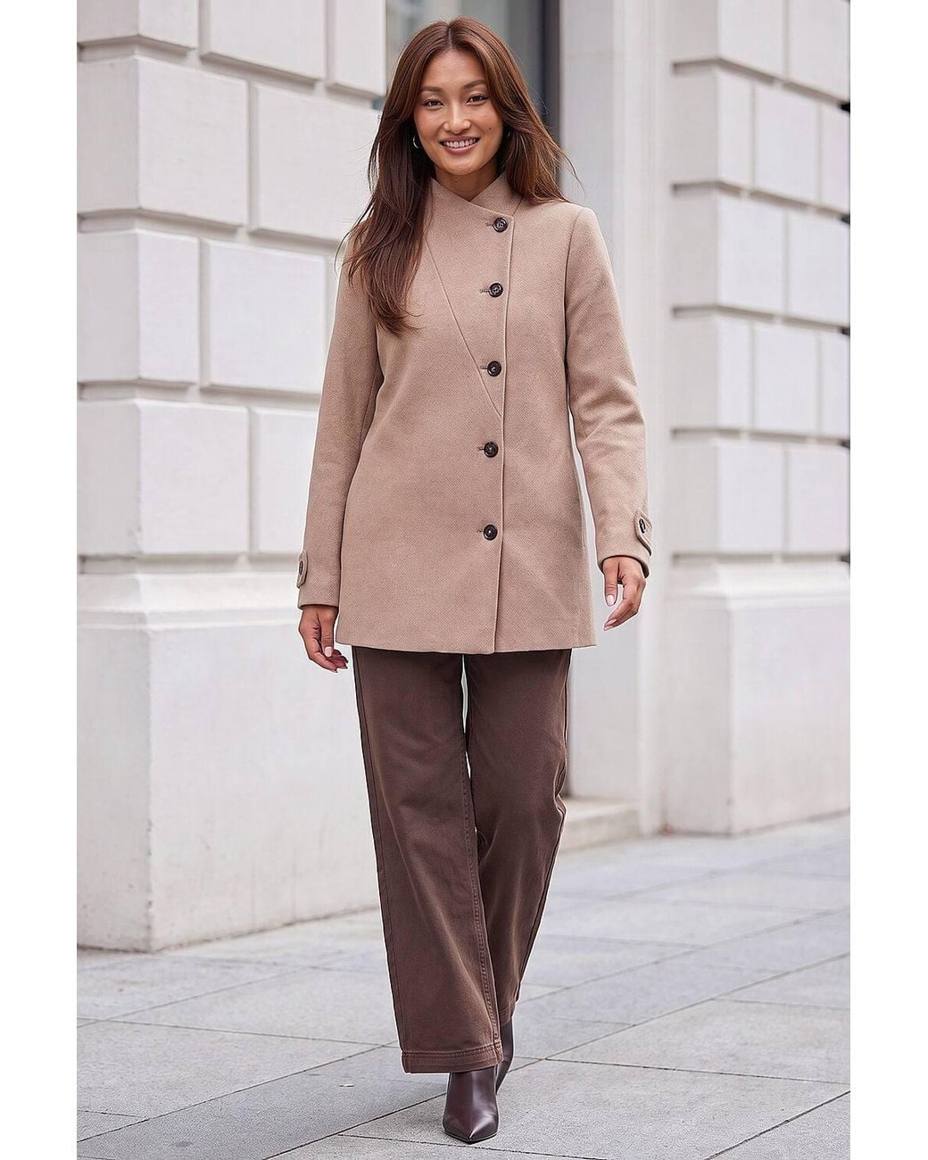 Roman Pink Funnel Neck Coat