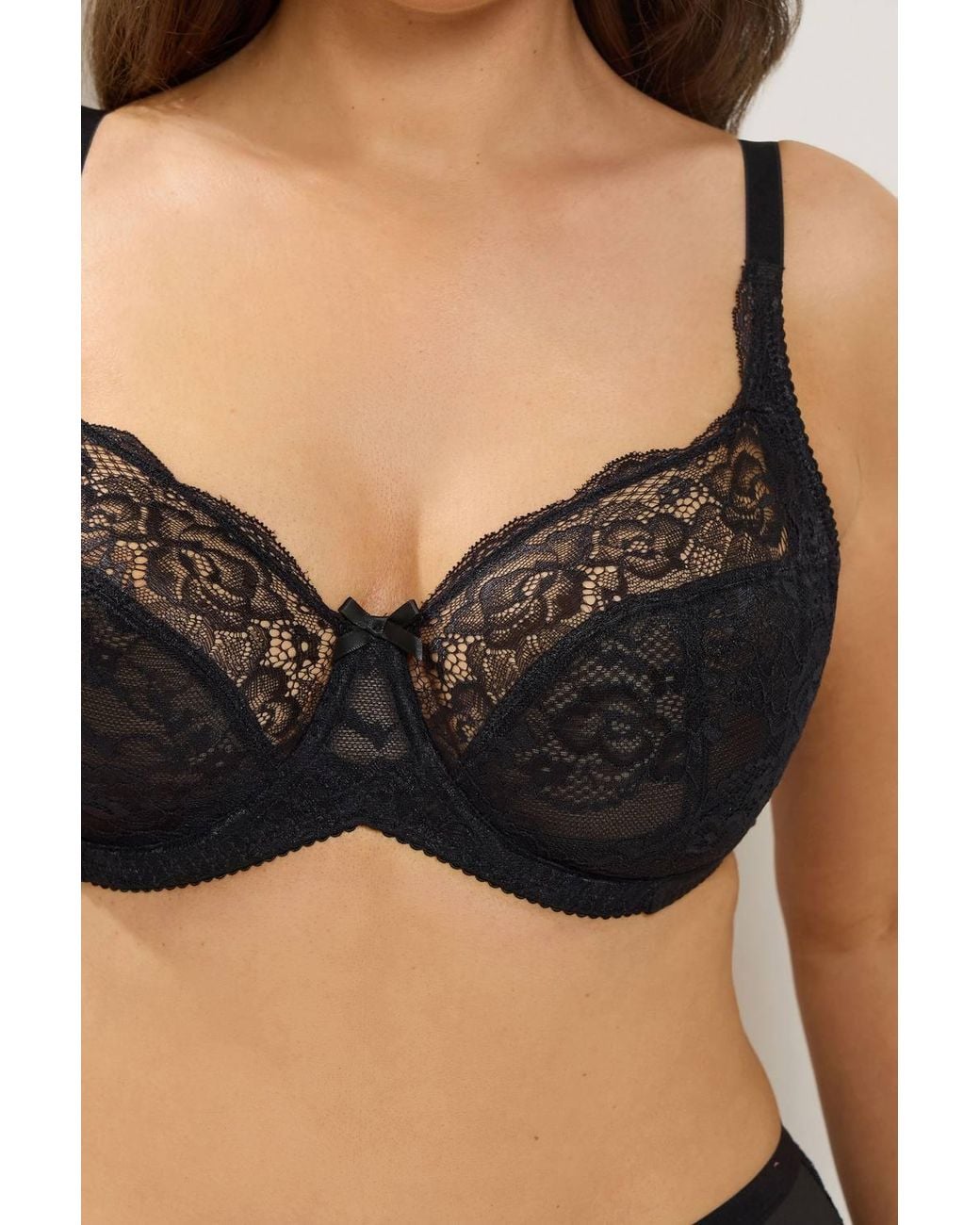 Yours Black Stretch Lace Non-Padded Underwired Bra