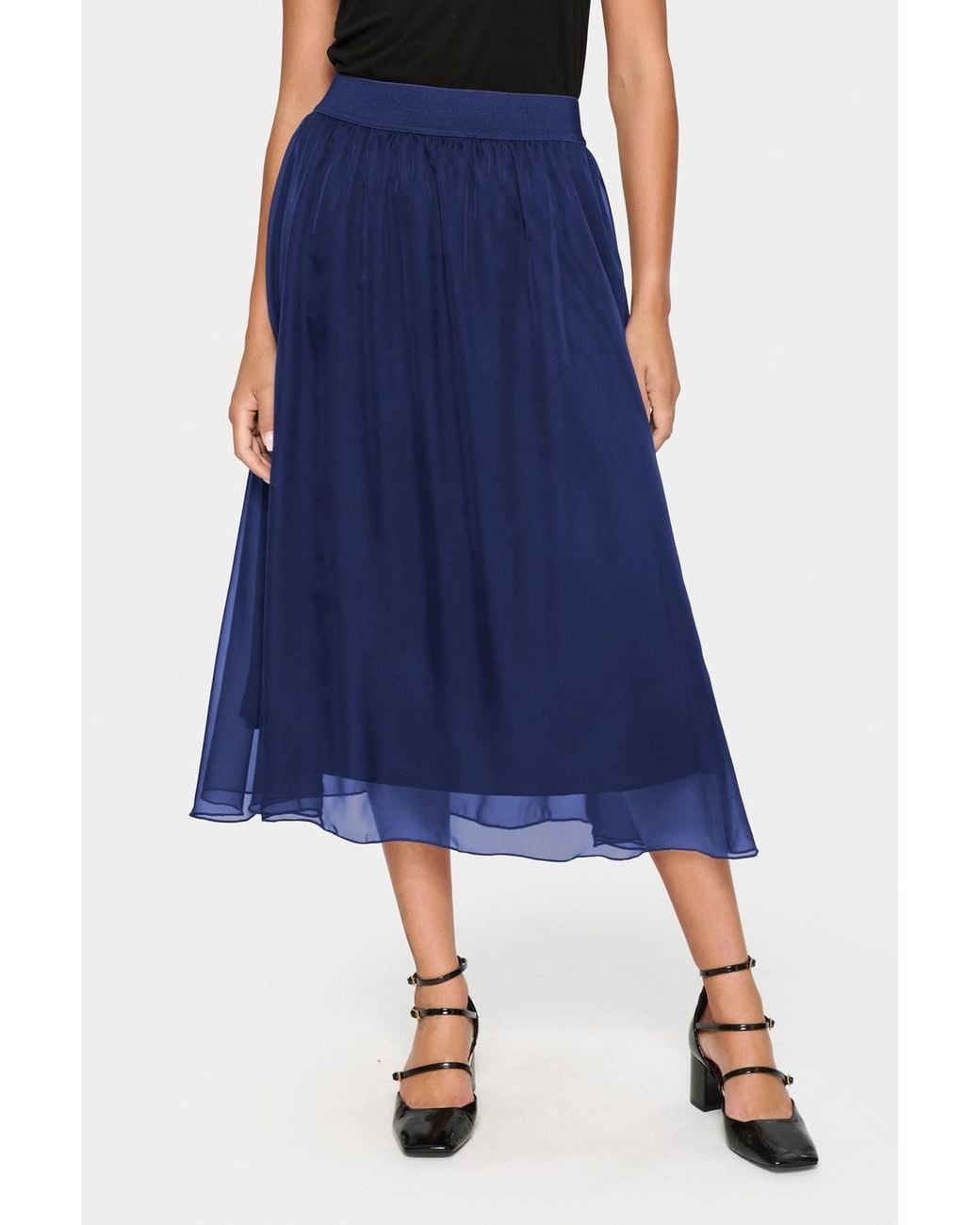 Saint Tropez Blue Coralsz Chiffon Midi Length Lining Skirt