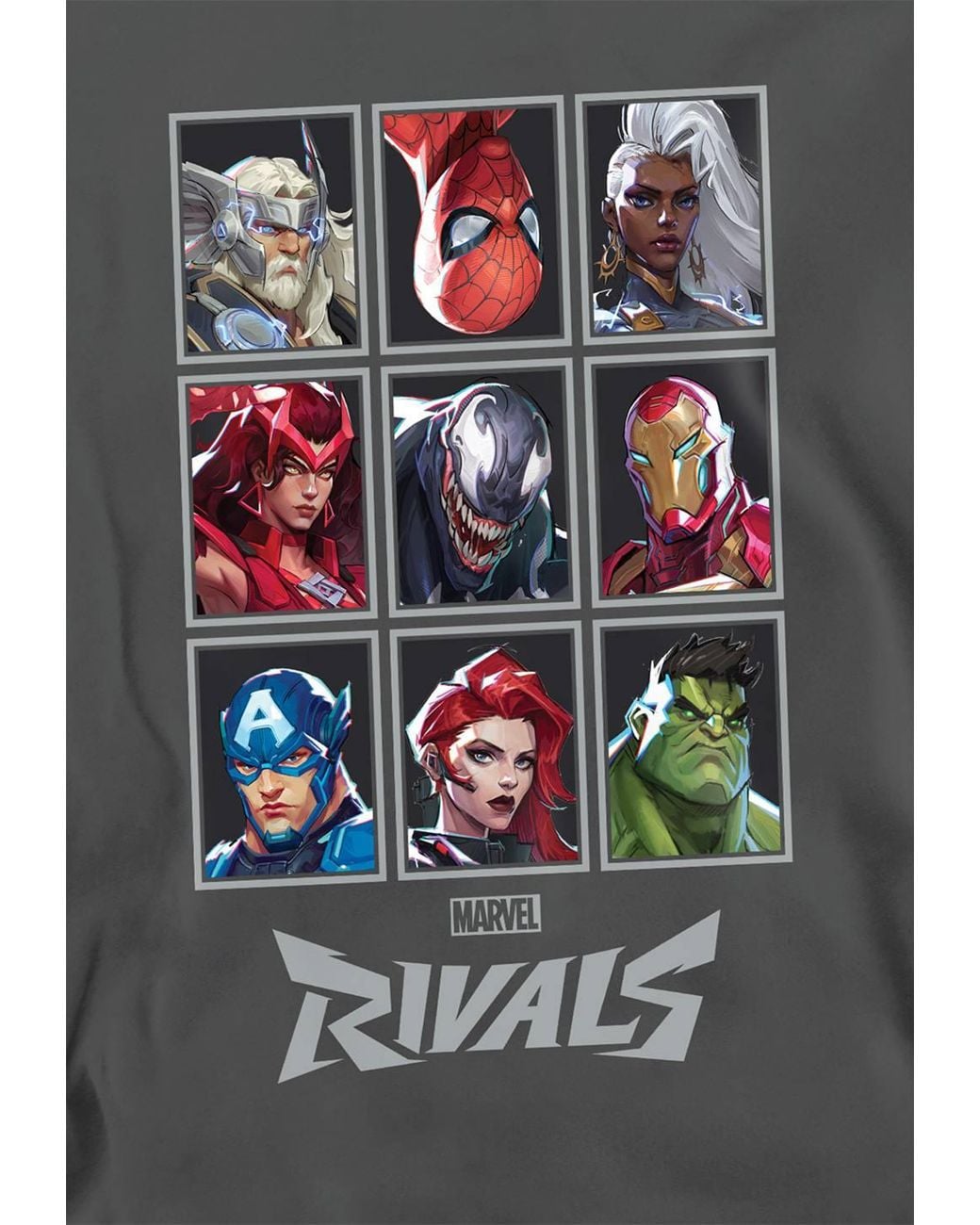 Marvel Gray Rivals Character Grid Sweatshirt, Dark Heather