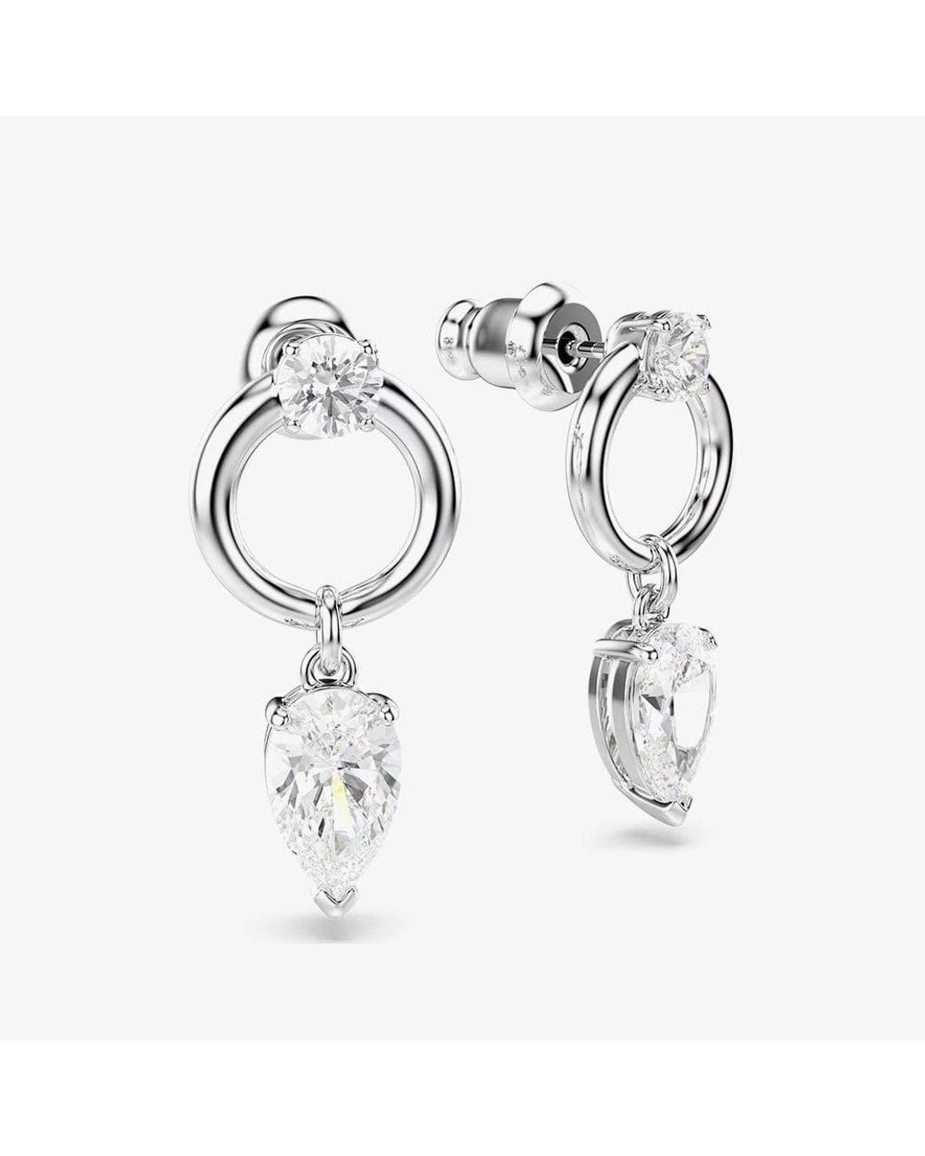 Swarovski Metallic Mesmera Rhodium Plated Zirconia Drop Stud Earrings 5723177