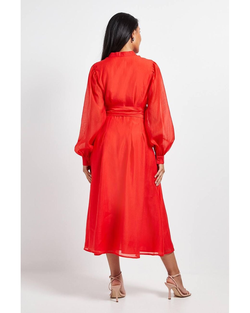Wallis Petite Textured Organza Midi Shirt Dress