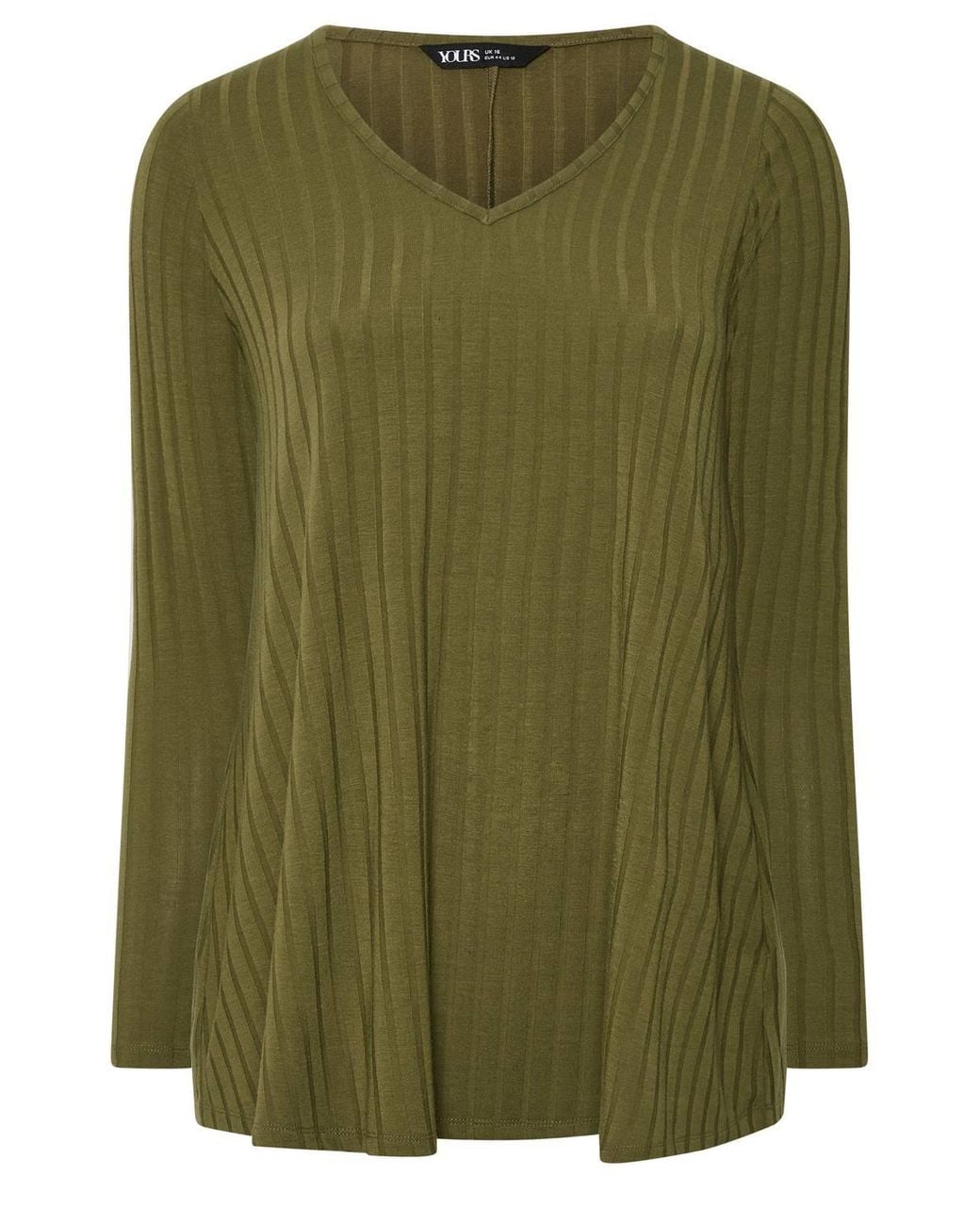 Yours Green Plunge Neck Ribbed T-Shirt