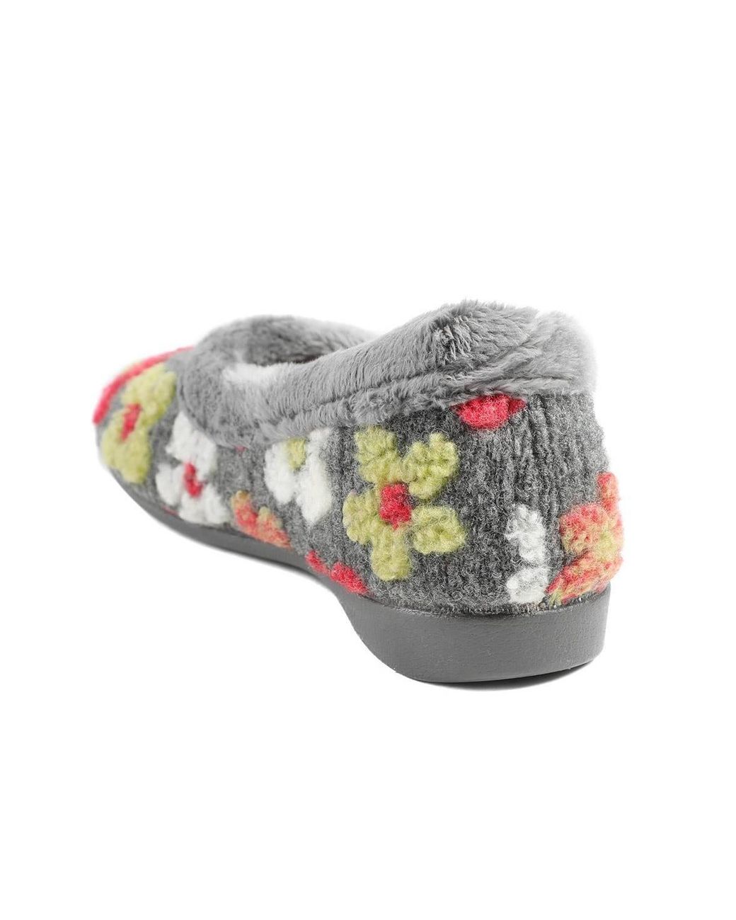 Pavers Gray Soft Floral Full Slippers