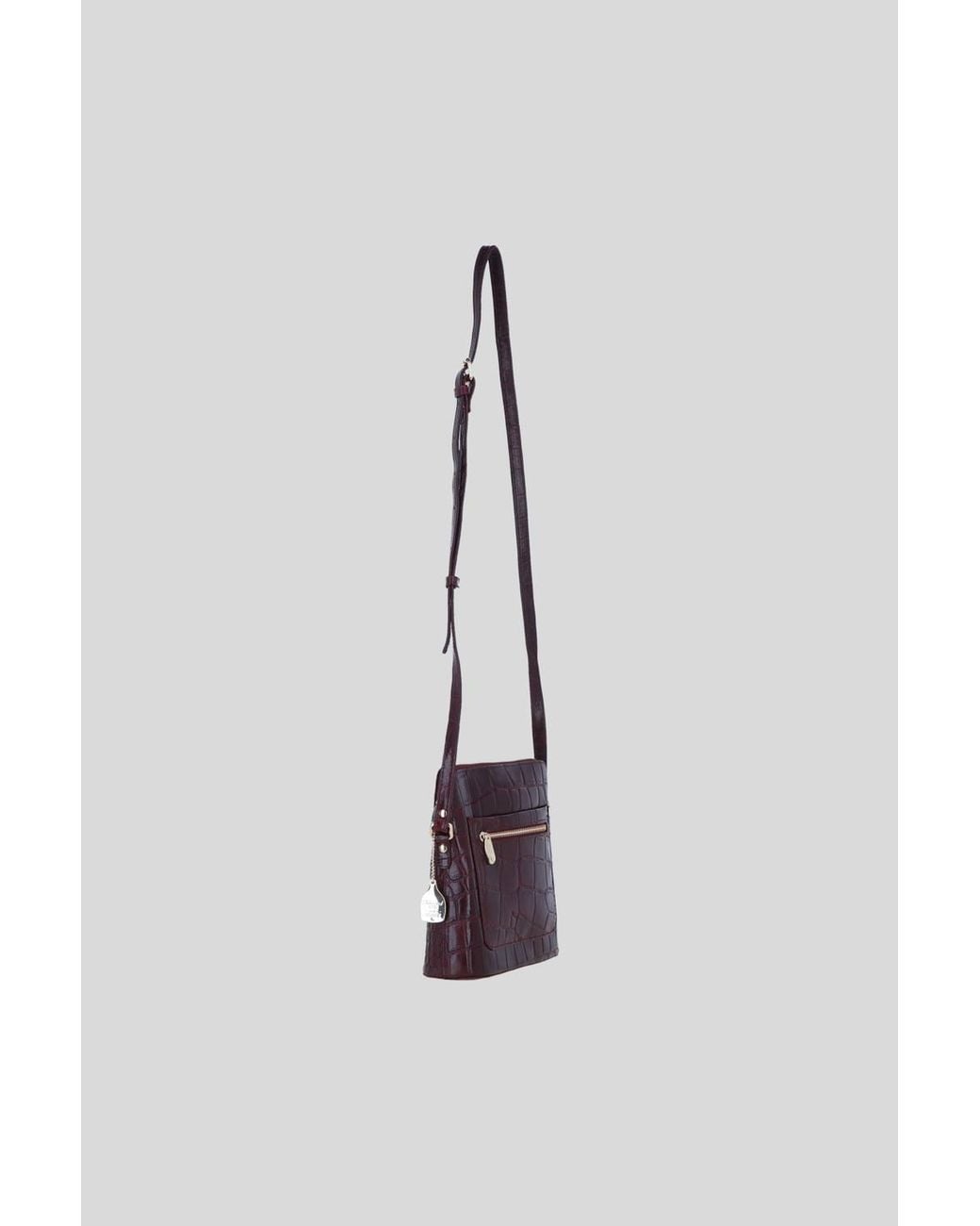 Ashwood Leather Purple Genuine Leather Crossbody Bag W/ Adjustable Strap