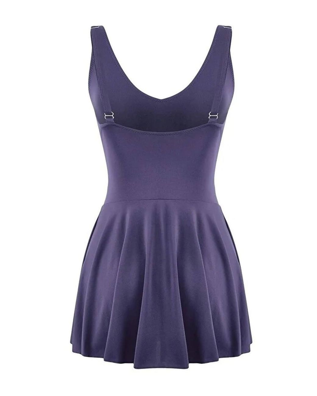 WOVCOR Blue Scoop Neck Skater Style Swimsuit Dress W/ Waist Detail