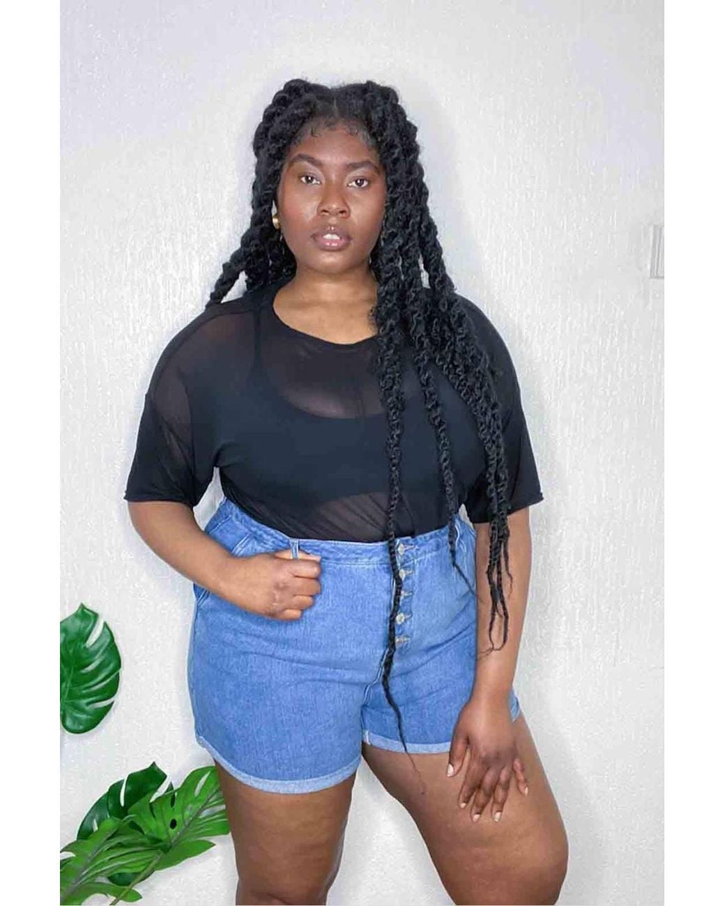 Urban Bliss Blue Plus Size Button Front Short