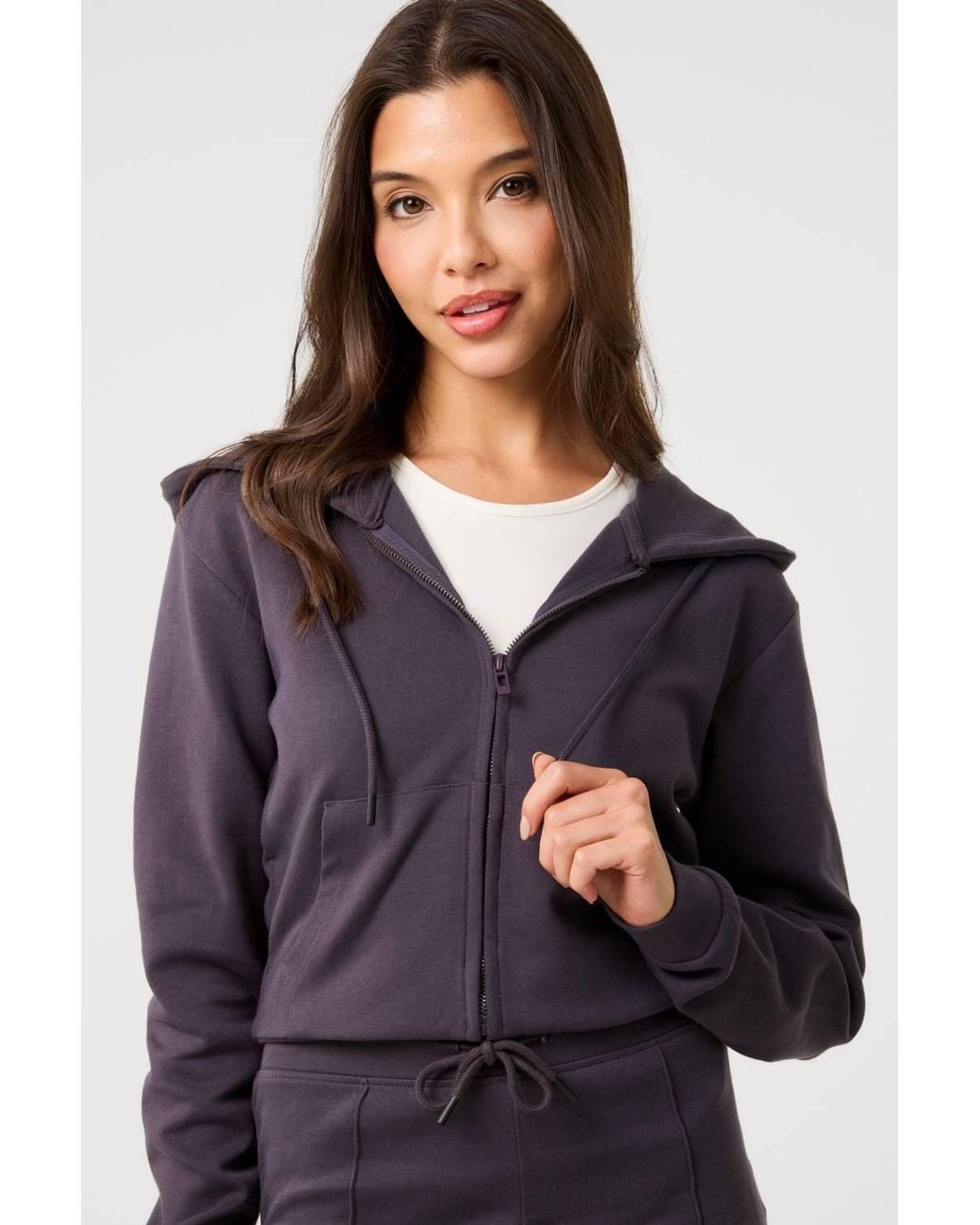 Pink Vanilla Gray Zip Up Cropped Hoodie