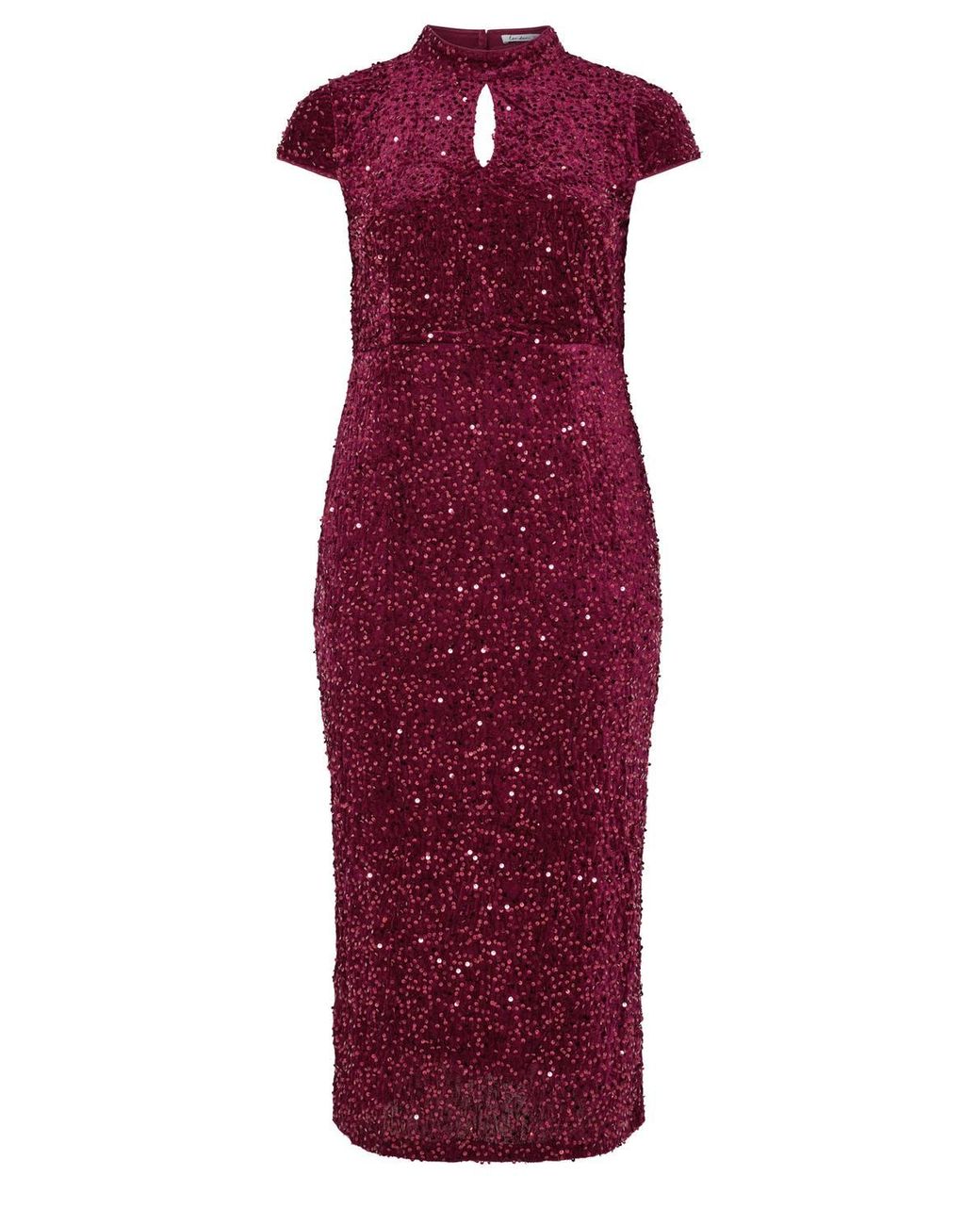 Yours Red Velvet Sequin Keyhole Maxi Dress
