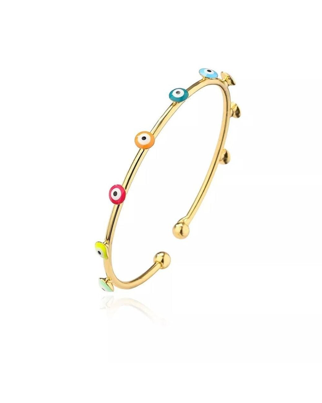 The Colourful Aura Metallic Turkish Evil Eye Adjustable Boho Geometric Open Bracelet Bangle