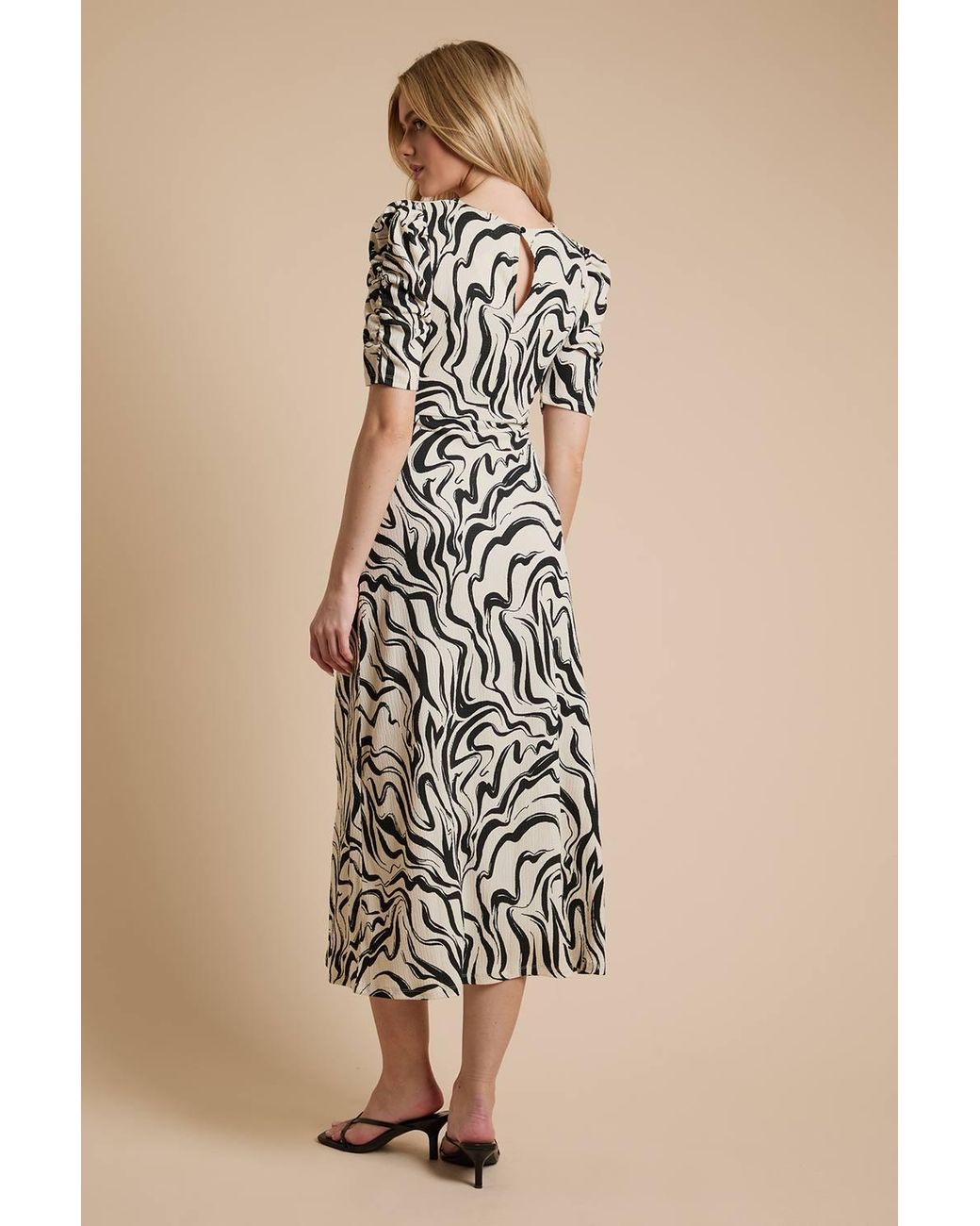 Dorothy Perkins Natural Short Sleeve Keyhole Jersey Midi Dress