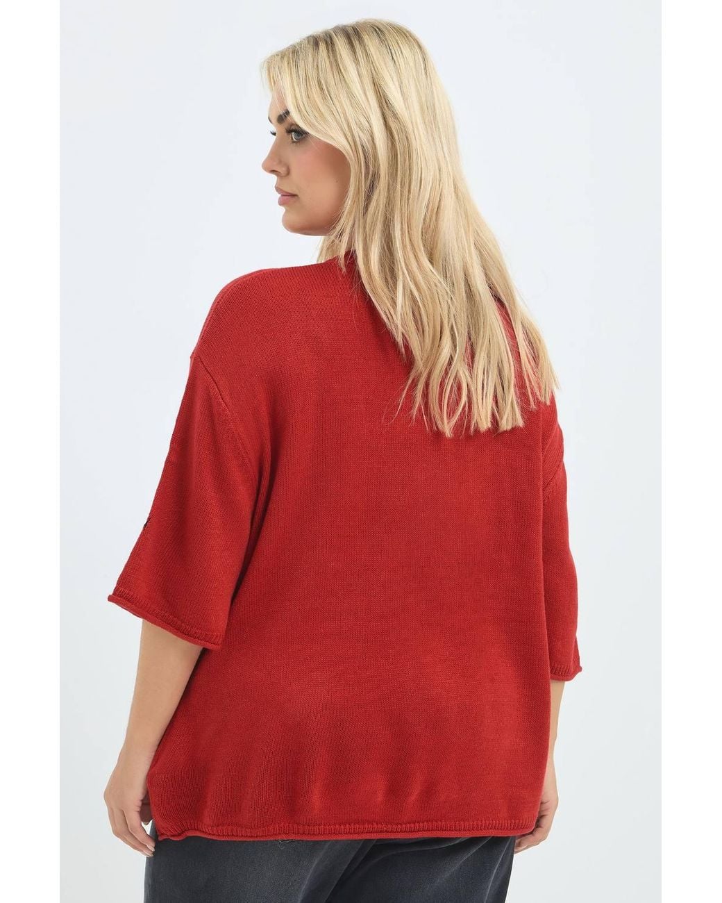 Yours Red Leopard Heart Knitted Top