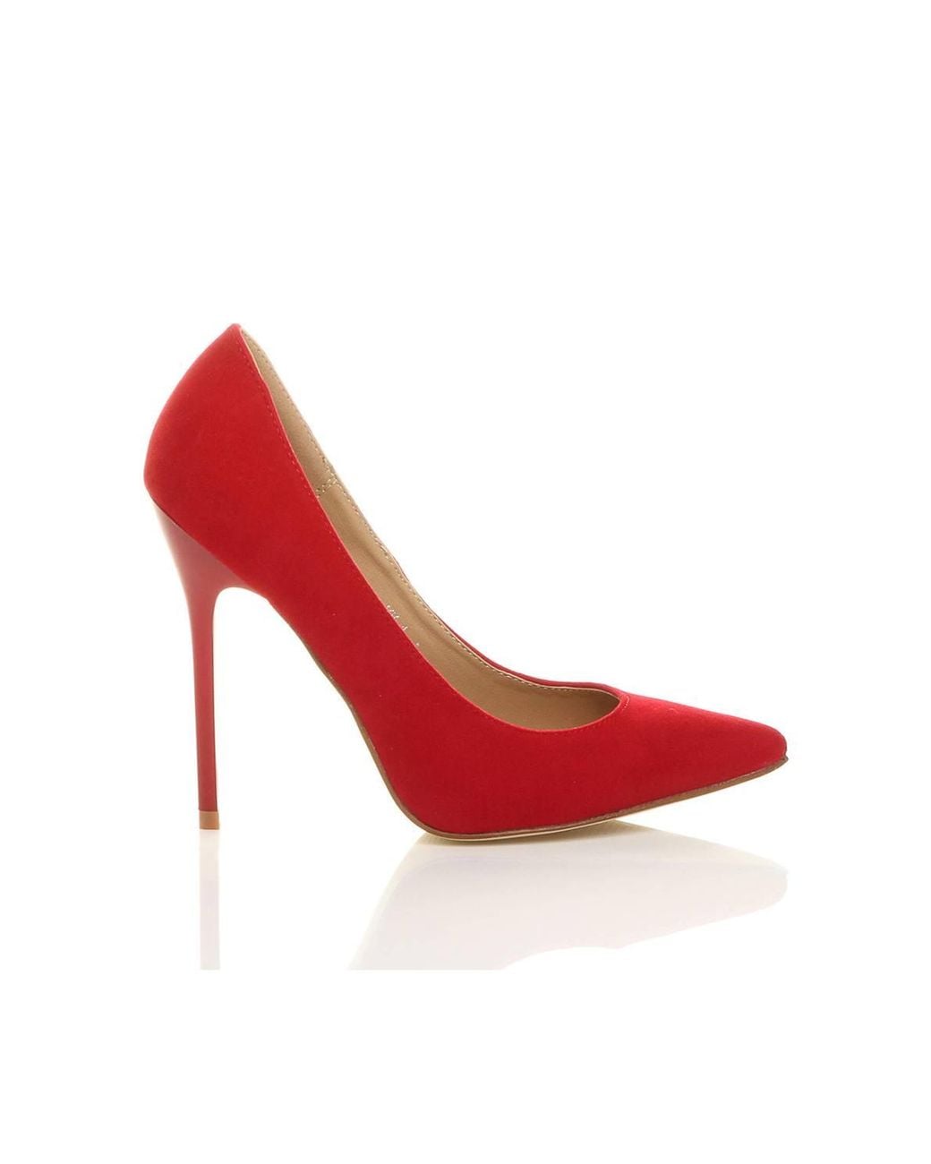 AJVANI Red High Stiletto Heel Pointed Toe Court Shoes