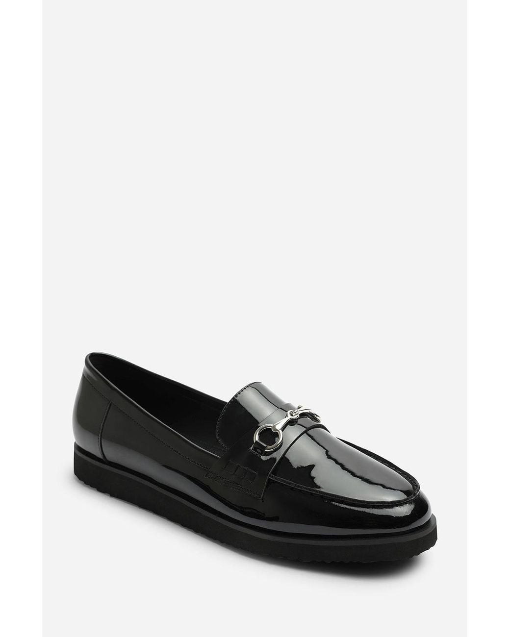 Where's That From Black Brittany Wide Fit Girl's School Shoe Snaffle Detail Hardware Trim Loafers