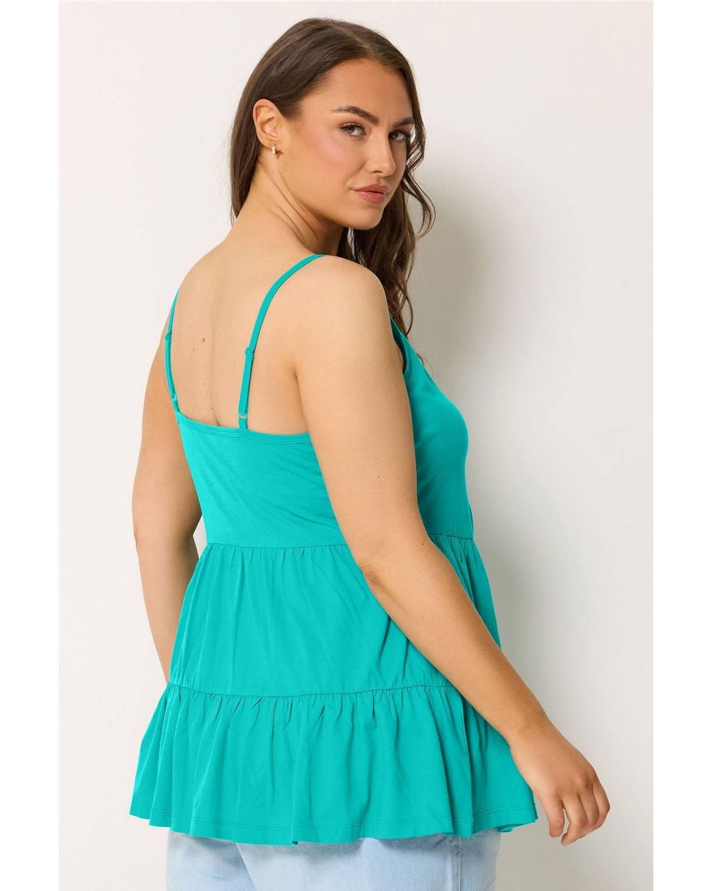Yours Blue Tiered Strappy Vest Top