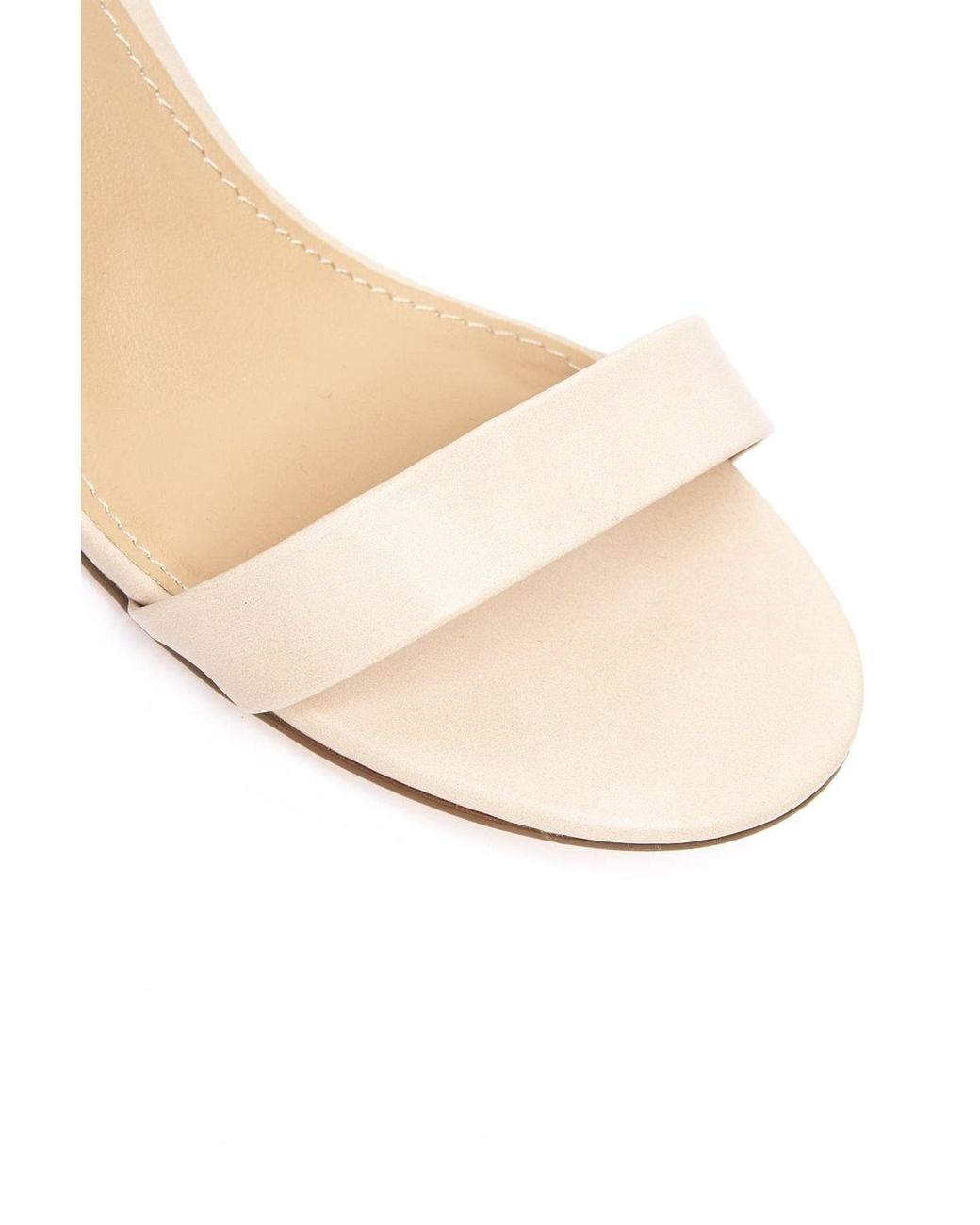 Miss Diva Natural Elodie Trim Block Heel Anklestrap Pu Heeled Sandals