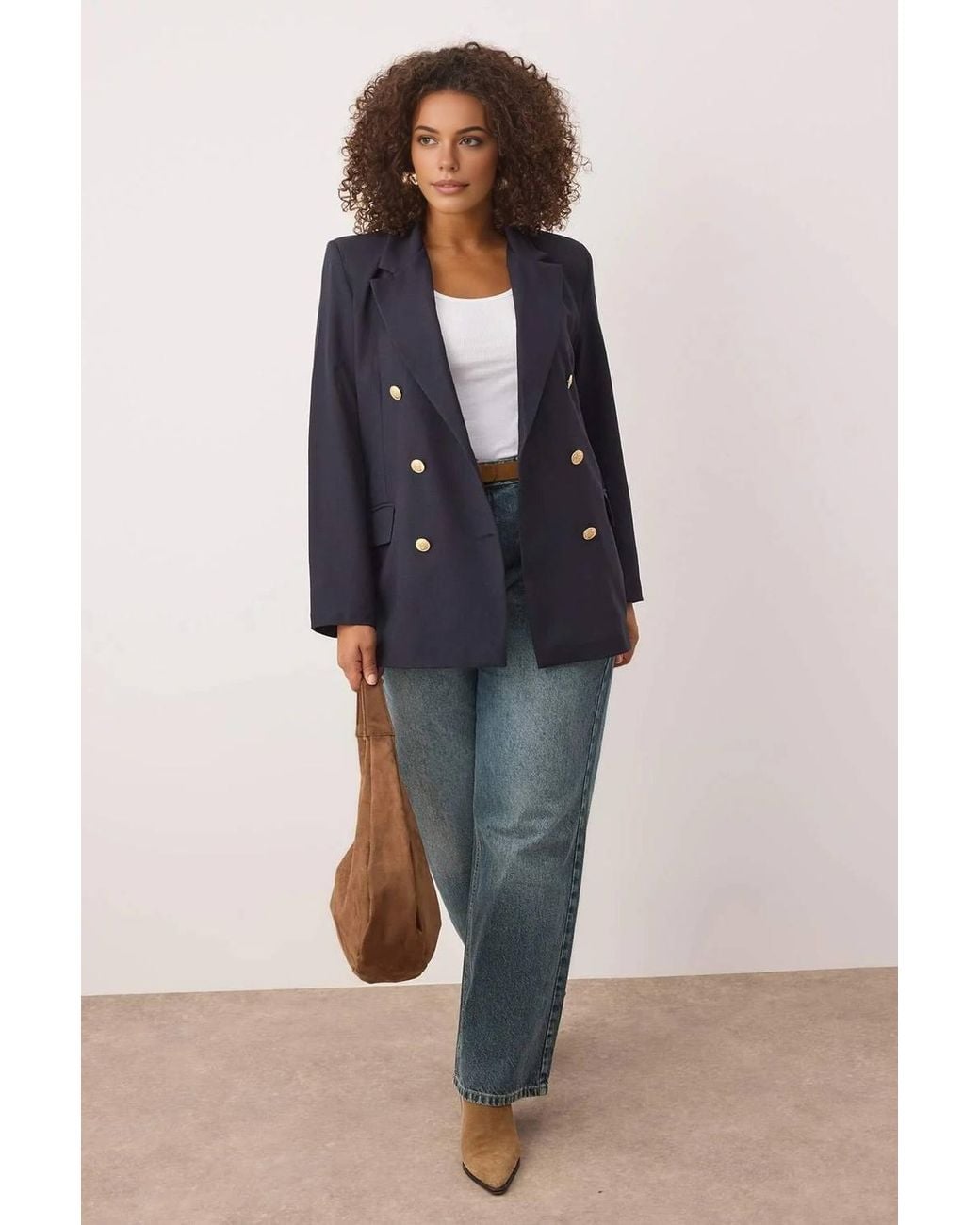 WOVCOR Blue Tailored Double Breasted Button Detail Blazer Jacket