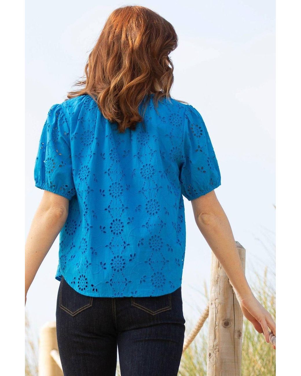 Kite Blue Tincleton Broderie Blouse