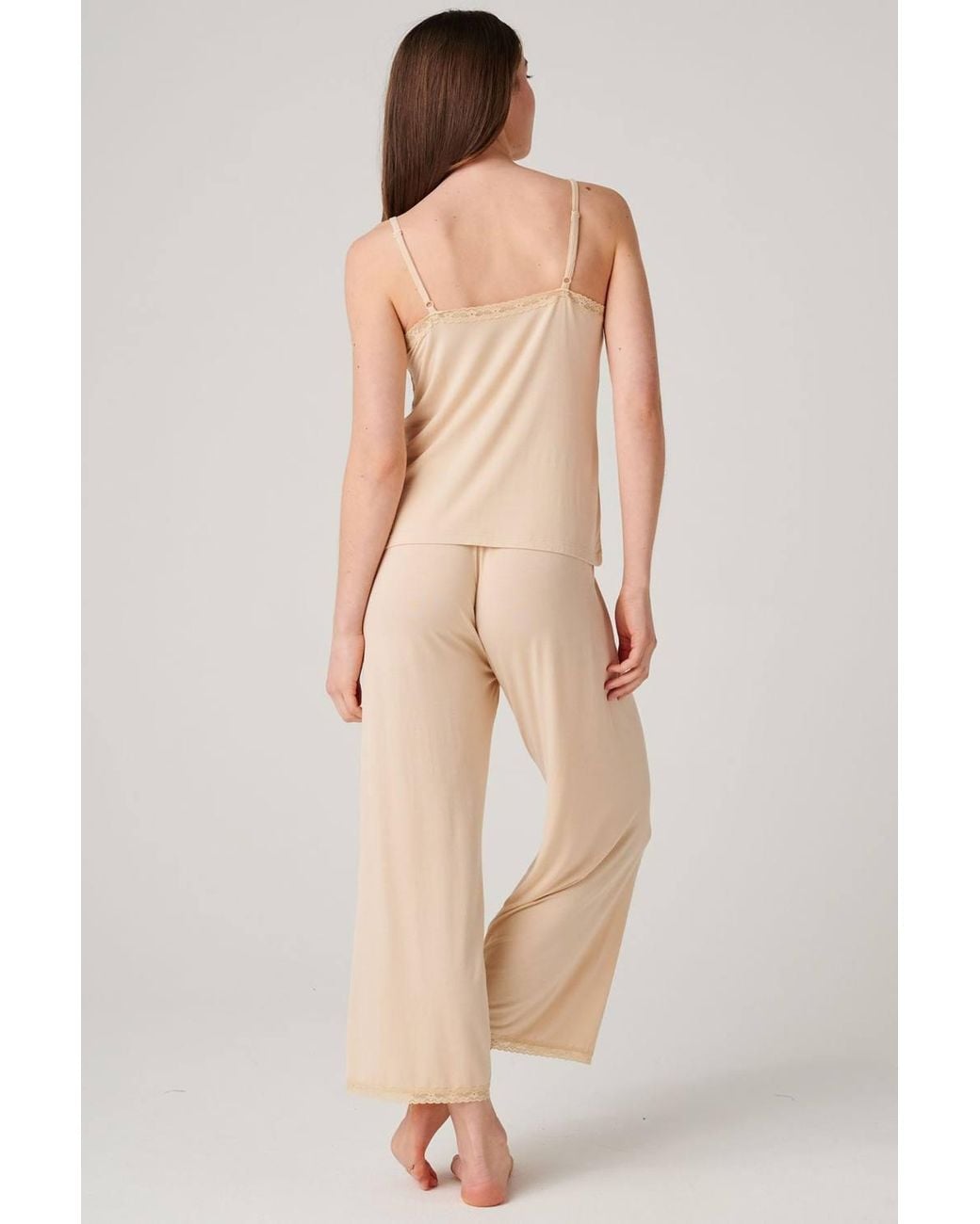 British Boxers Natural "Soft Sand" Bamboo Lace Camisole Pyjama Set