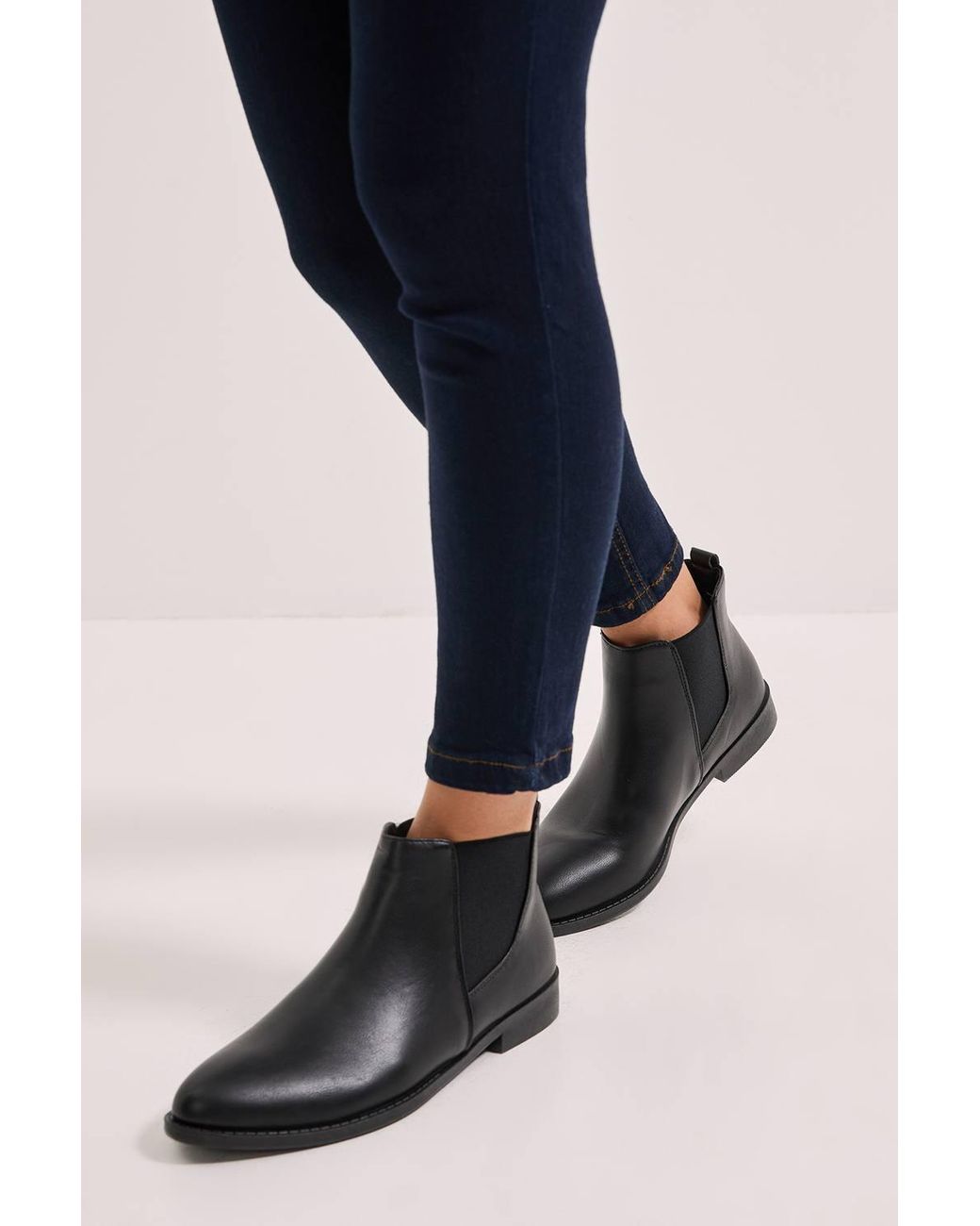 Dorothy Perkins Black Wide Fit Megs Flat Chelsea Boots