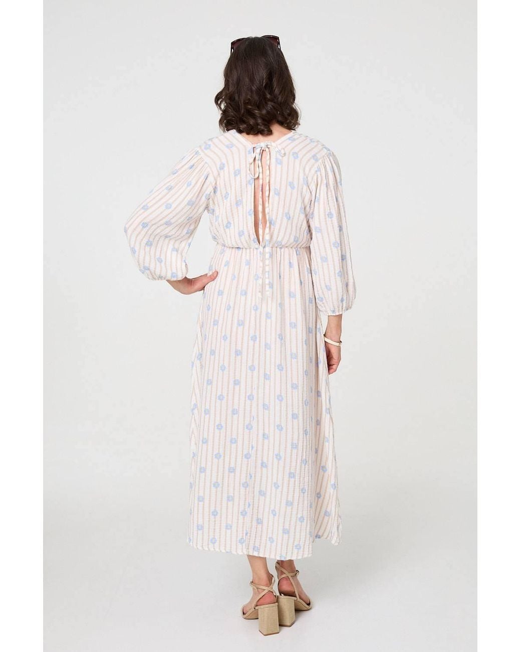 Izabel London Pink Striped Long Sleeve Empire Maxi Dress