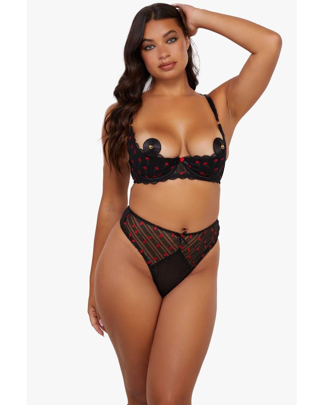 Playful Promises Black Elodie & Rosebud Embroidery Quarter Cup Bra