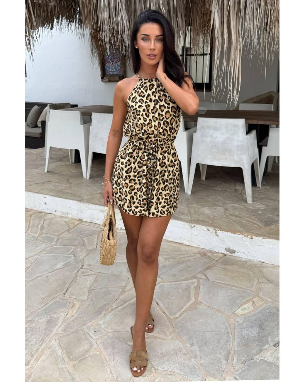 AX Paris Multicolor Multi Leopard Print Drawstring Waist Playsuit