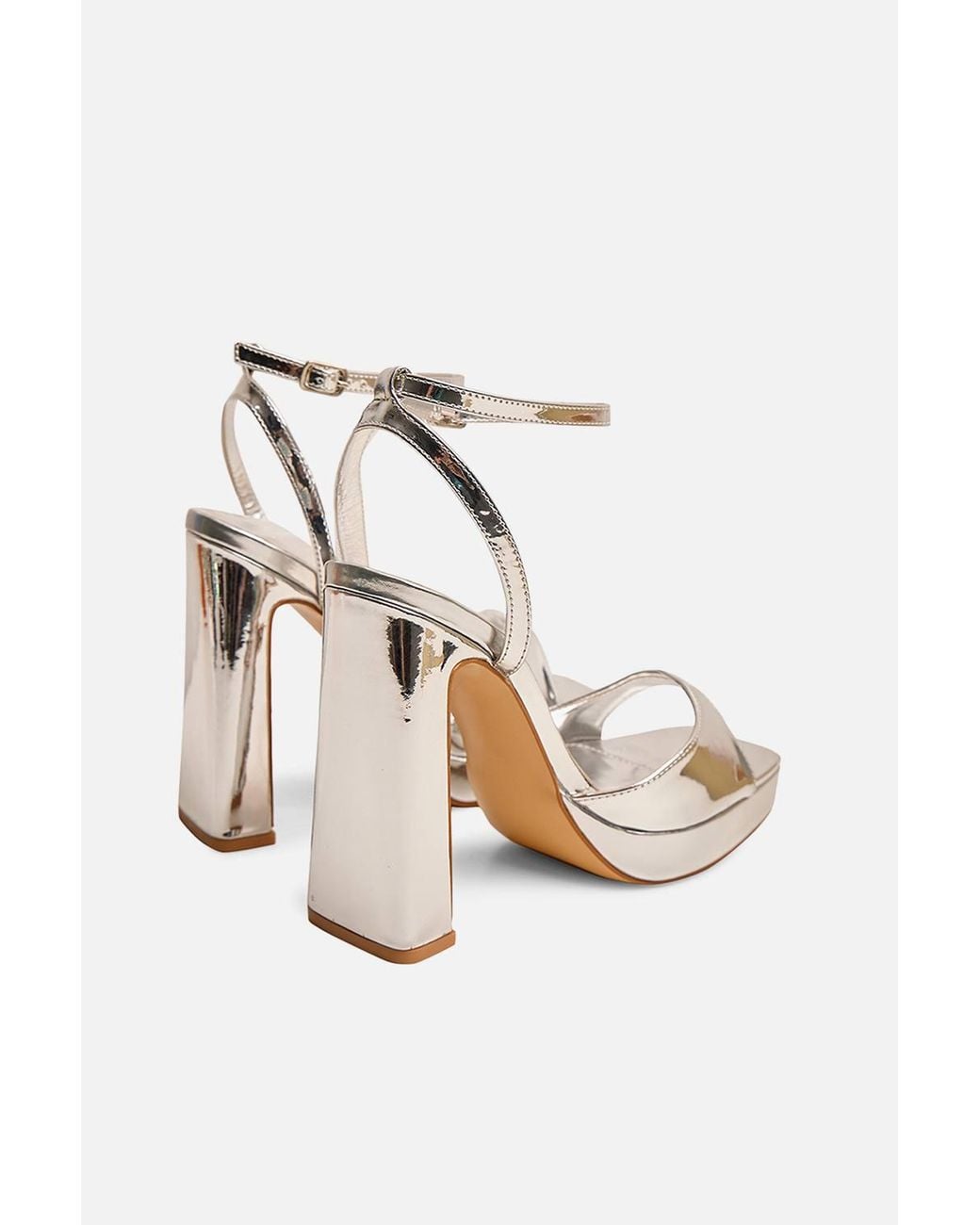 Public Desire Natural Resist Mirror Peep Toe Barely There Platform Heels