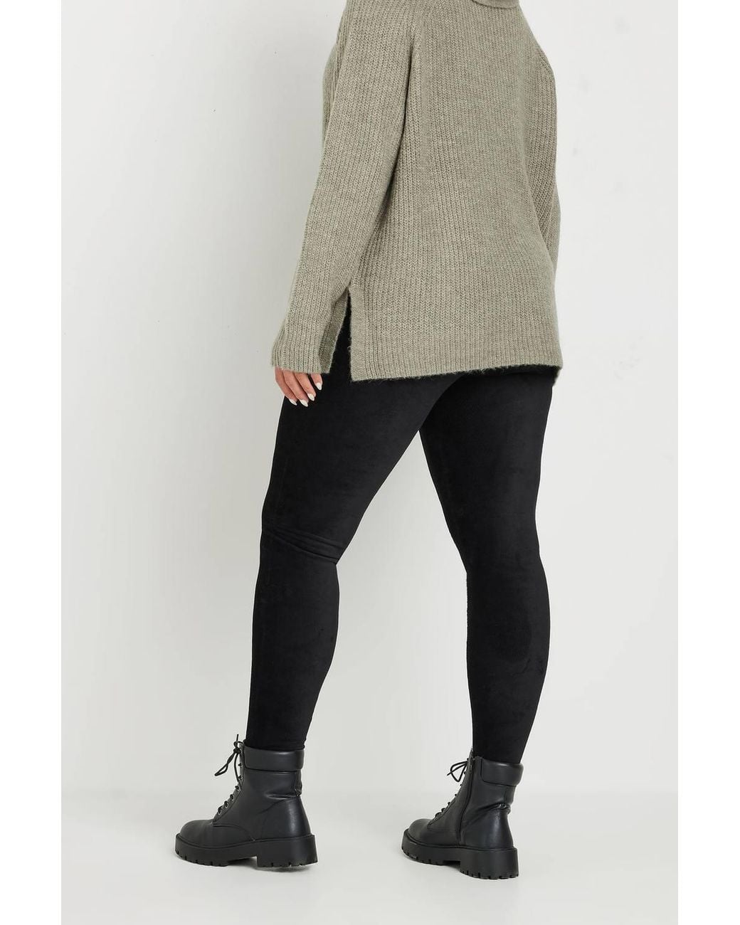 Yours Black Cord Leggings