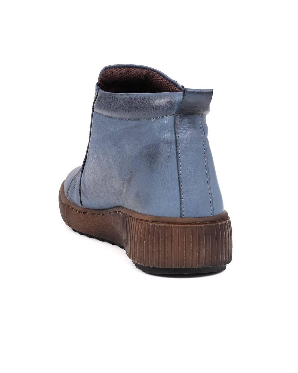 Pavers Blue Leather Lace-Up Boots