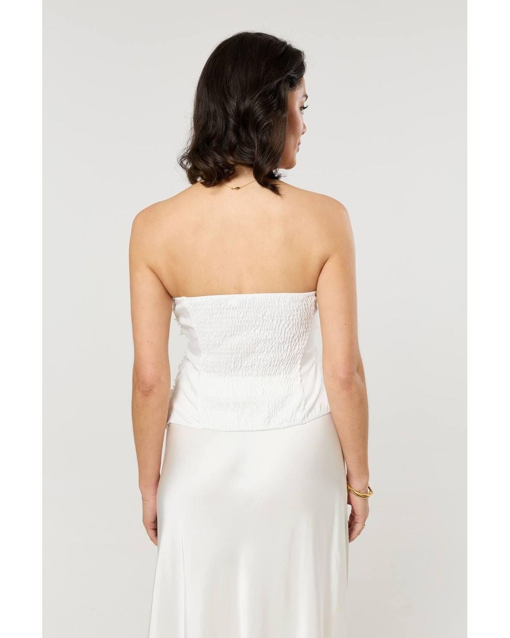 Liquorish White Floral Applique Bandeau Top