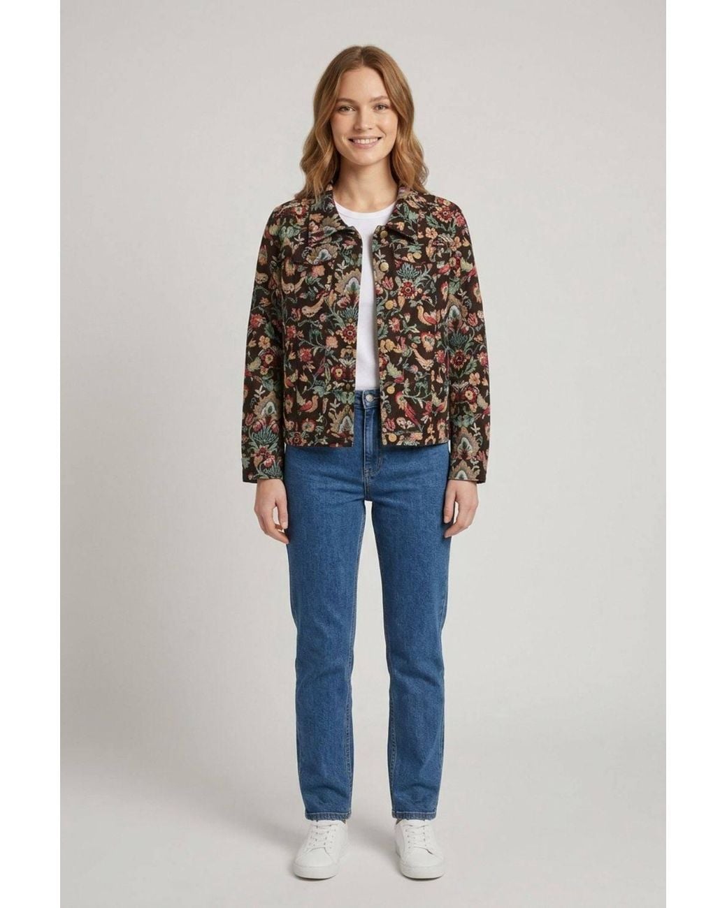 Izabel London Blue Paisley Tapestry Texture Jacket
