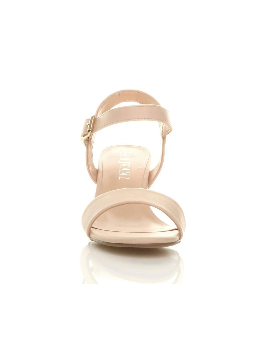 AJVANI Natural Mid Block Heel Strappy Sandals