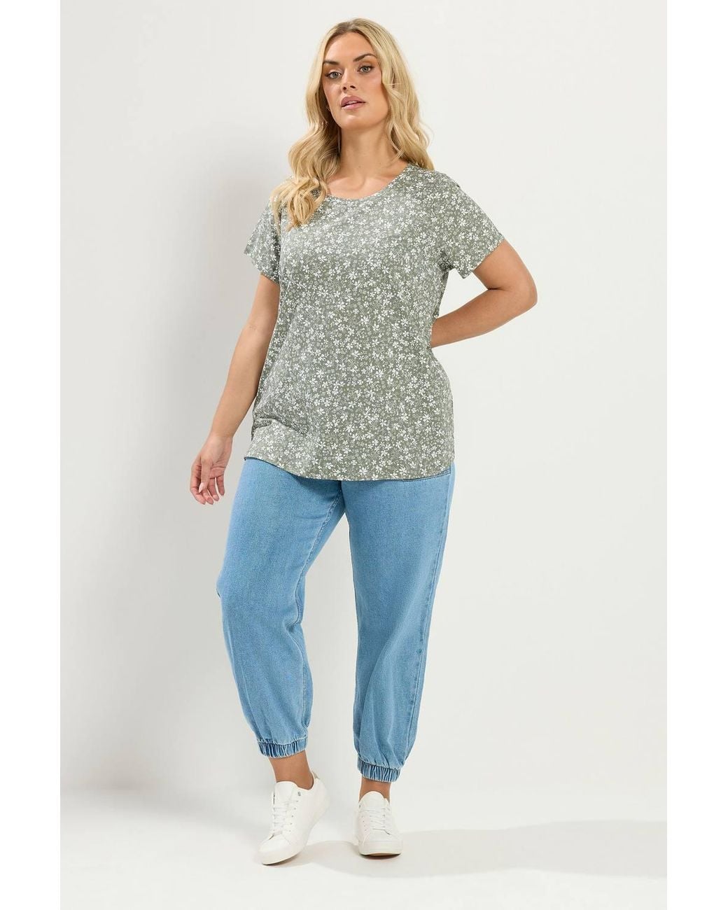 Yours Gray 2 Pack Ditsy Floral T-Shirts