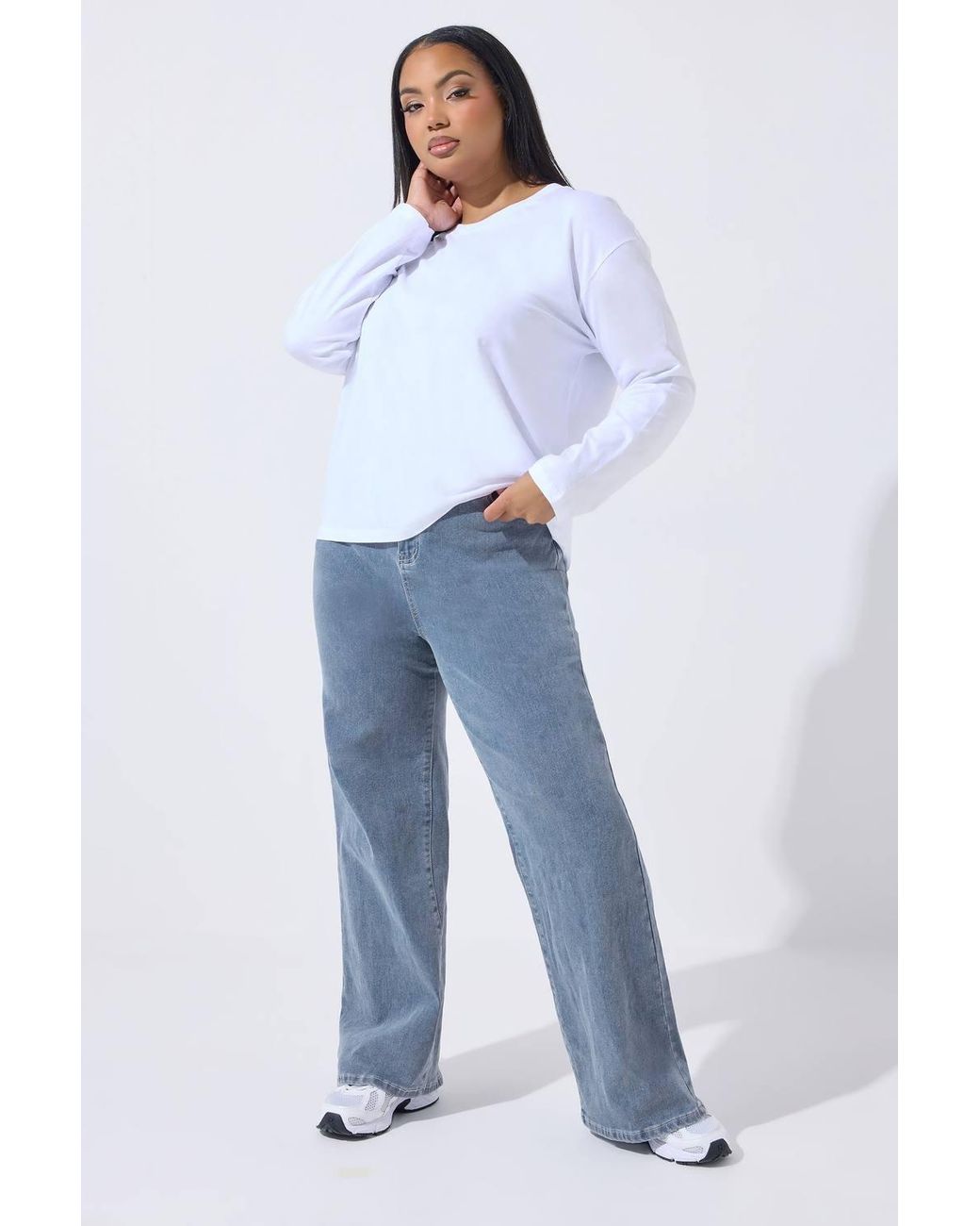Yours White '86' Wide Leg Jeans