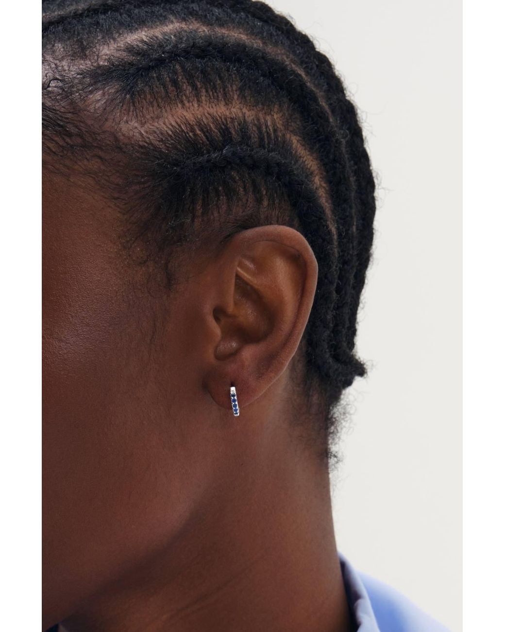 Simply Silver Blue Sterling Plated Sapphire Mini 10Mm Hoops
