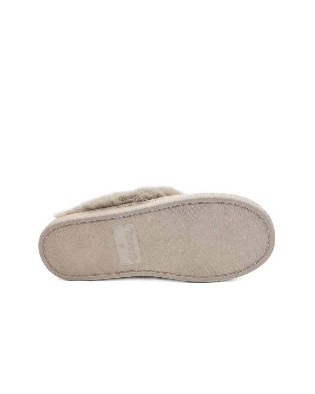 Pavers Natural Wide Fit Fur Slippers