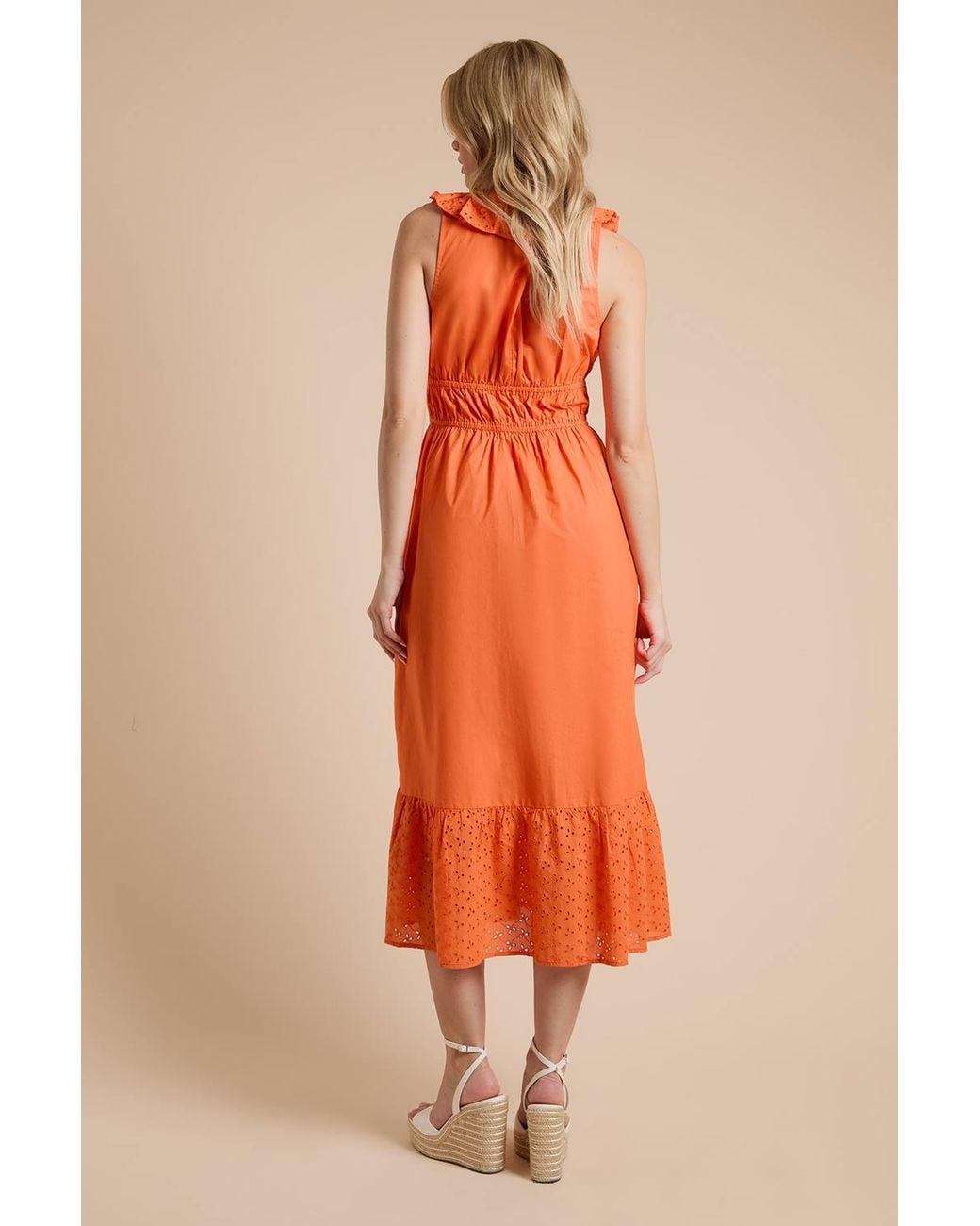 Dorothy Perkins Orange Broderie Ruffle Tiered Hem Maxi Dress
