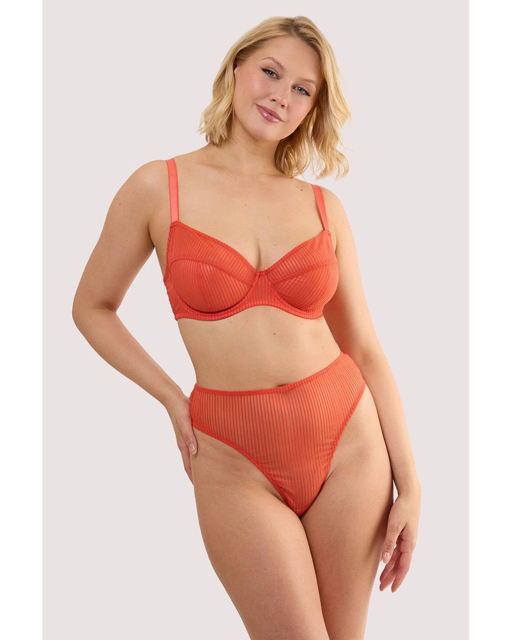 Playful Promises Red Veronica Microstripe 'Plunge Bra'