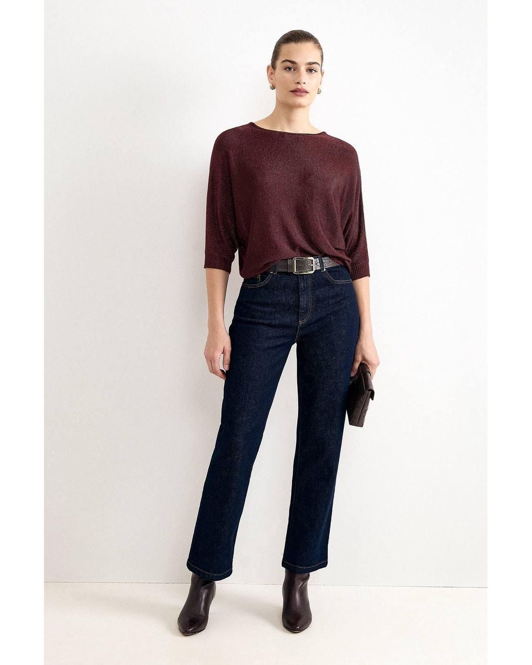 Phase Eight Red Cristine Metallic Batwing Jumper
