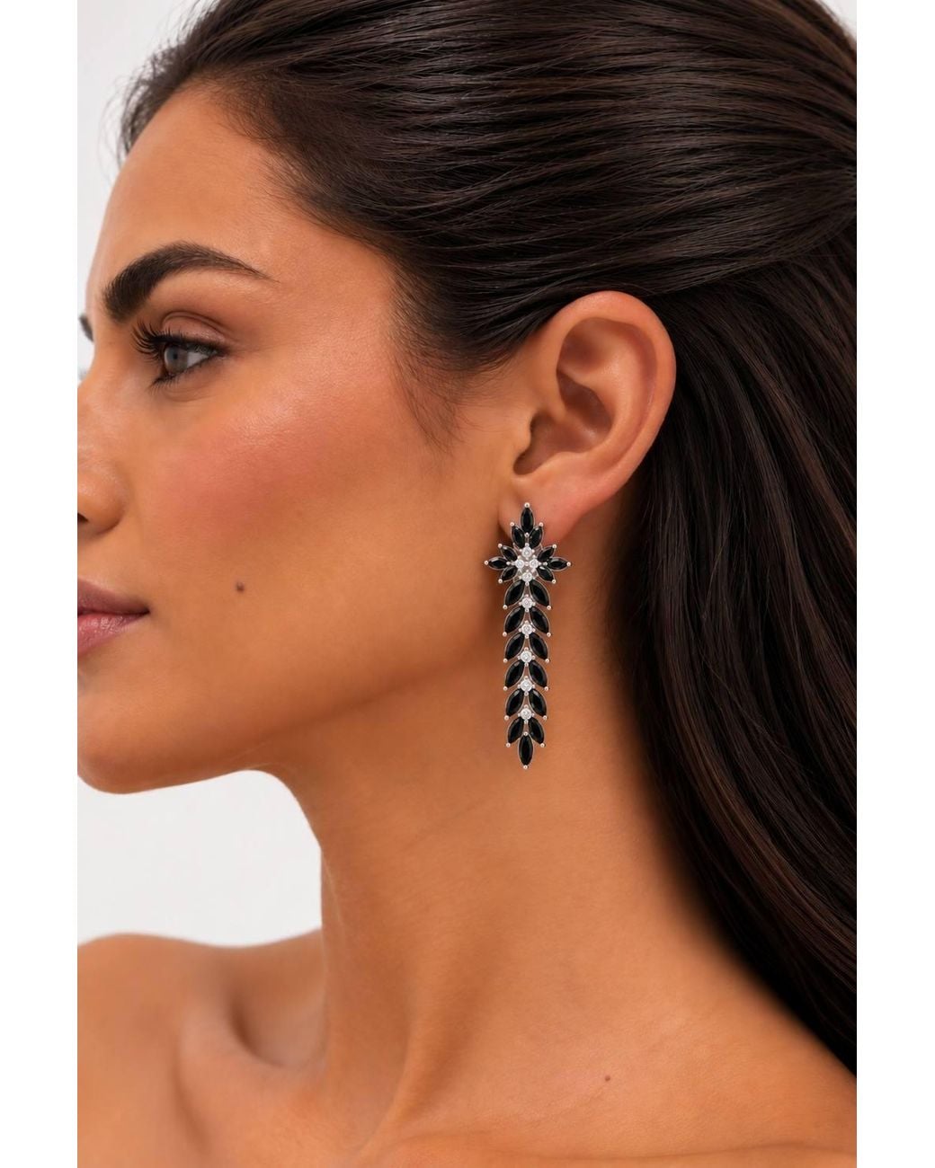 Jon Richard Black Plated & Jet Statement Clip Earrings