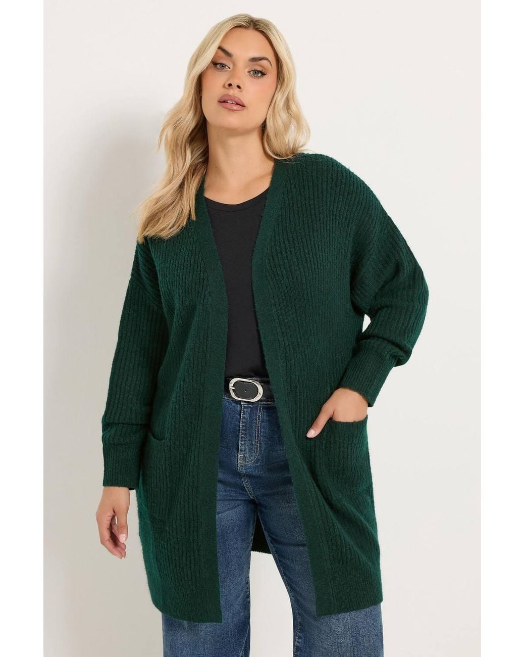 Yours Green Knitted Longline Cardigan
