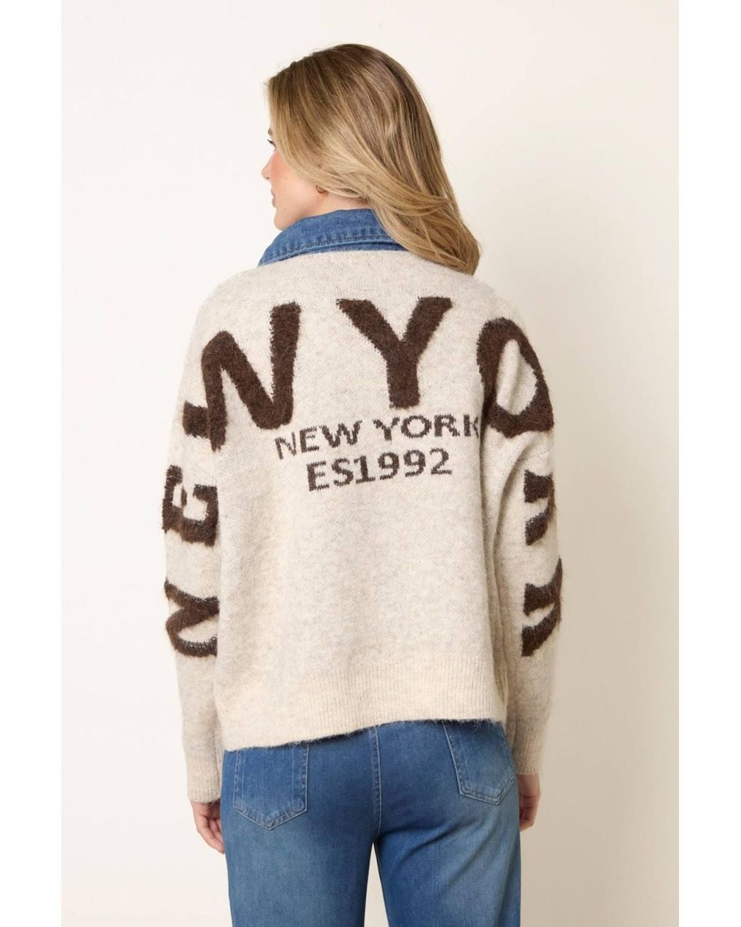 Blue Vanilla Blue Long Sleeve Collar Jumper