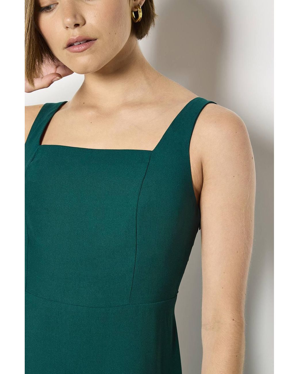 Apricot Green Crepe Fit & Flare Mini Dress