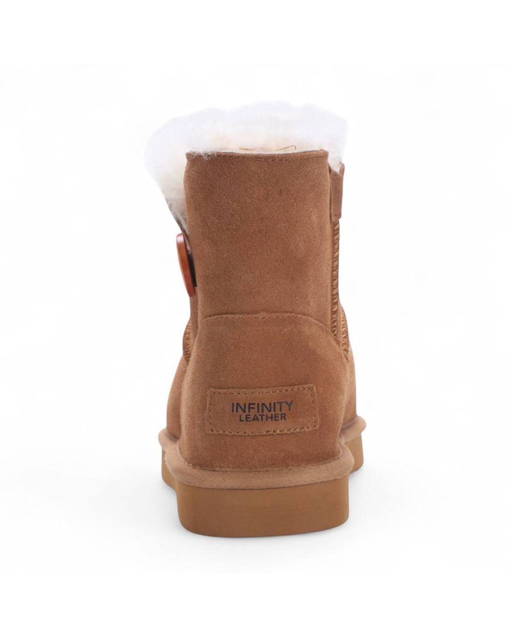 Infinity Leather Brown Sheepskin Suede Ankle Bootie Warm Winter Boots